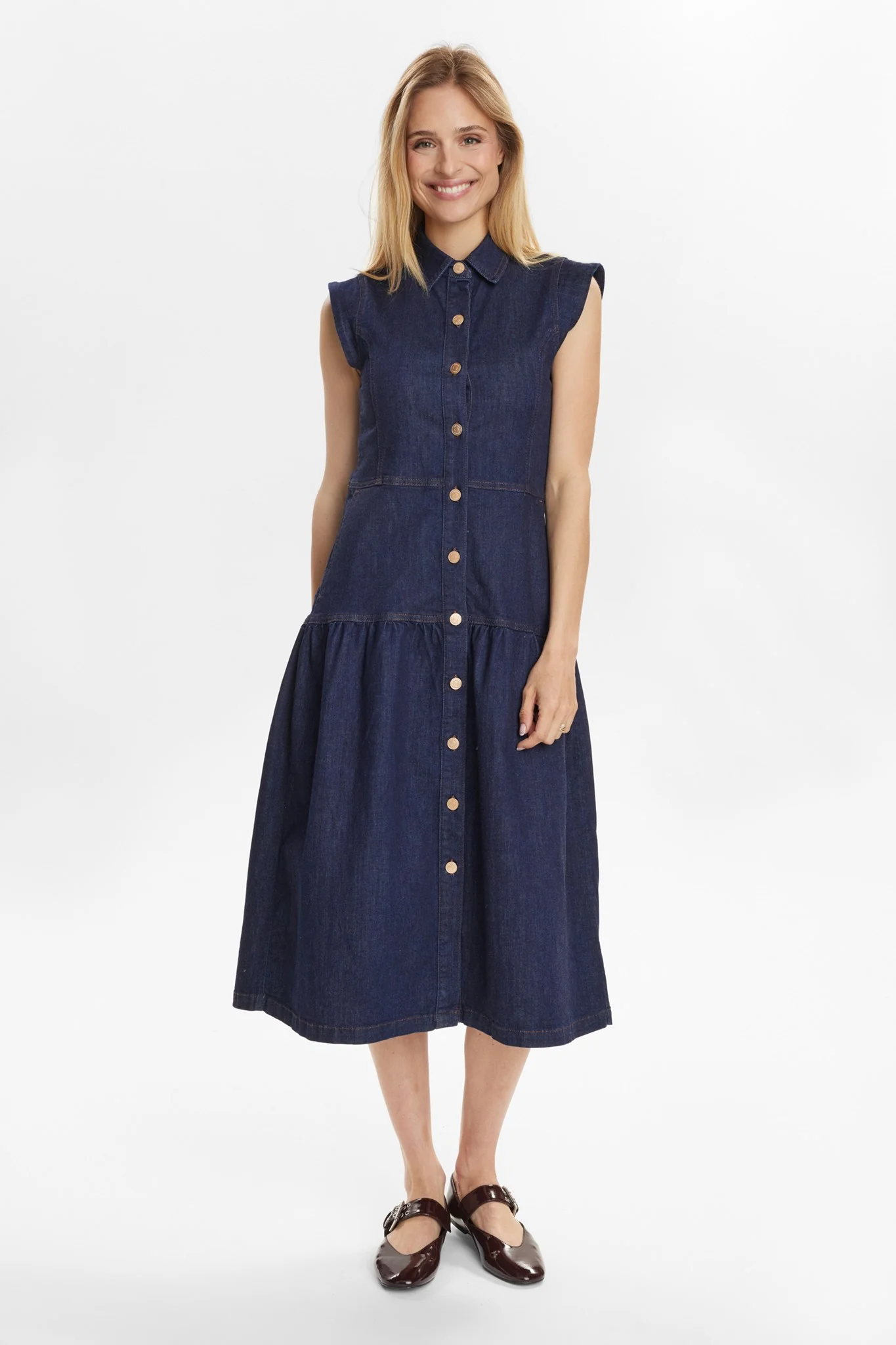 NUAMBER DRESS - Dark Blue Denim - Image 3