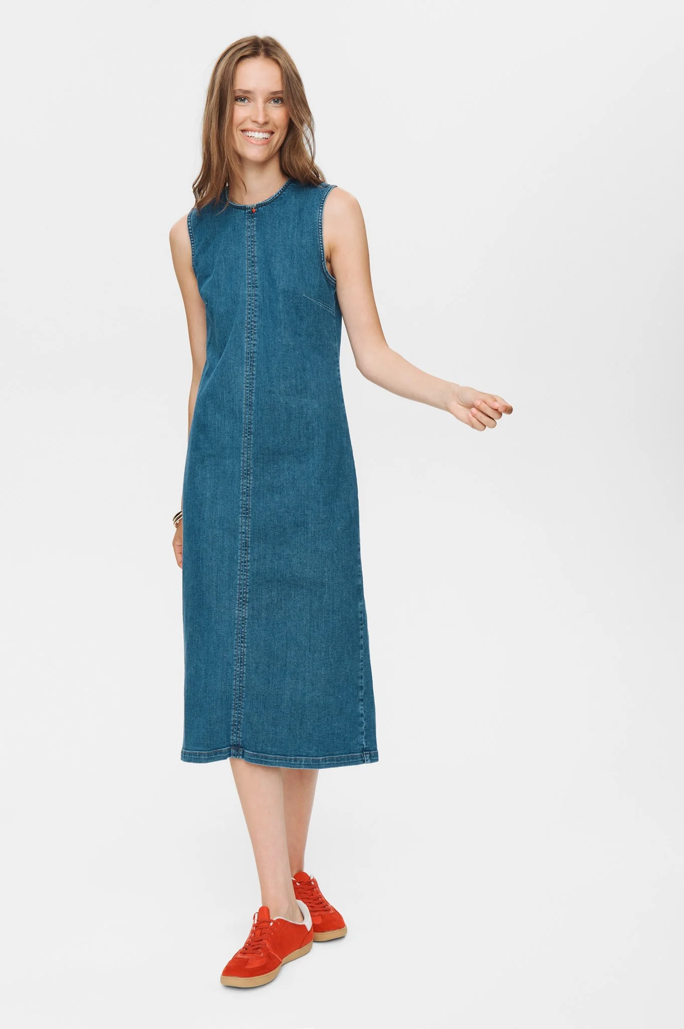 NUAMBER DRESS - Medium Blue Denim - Image 3