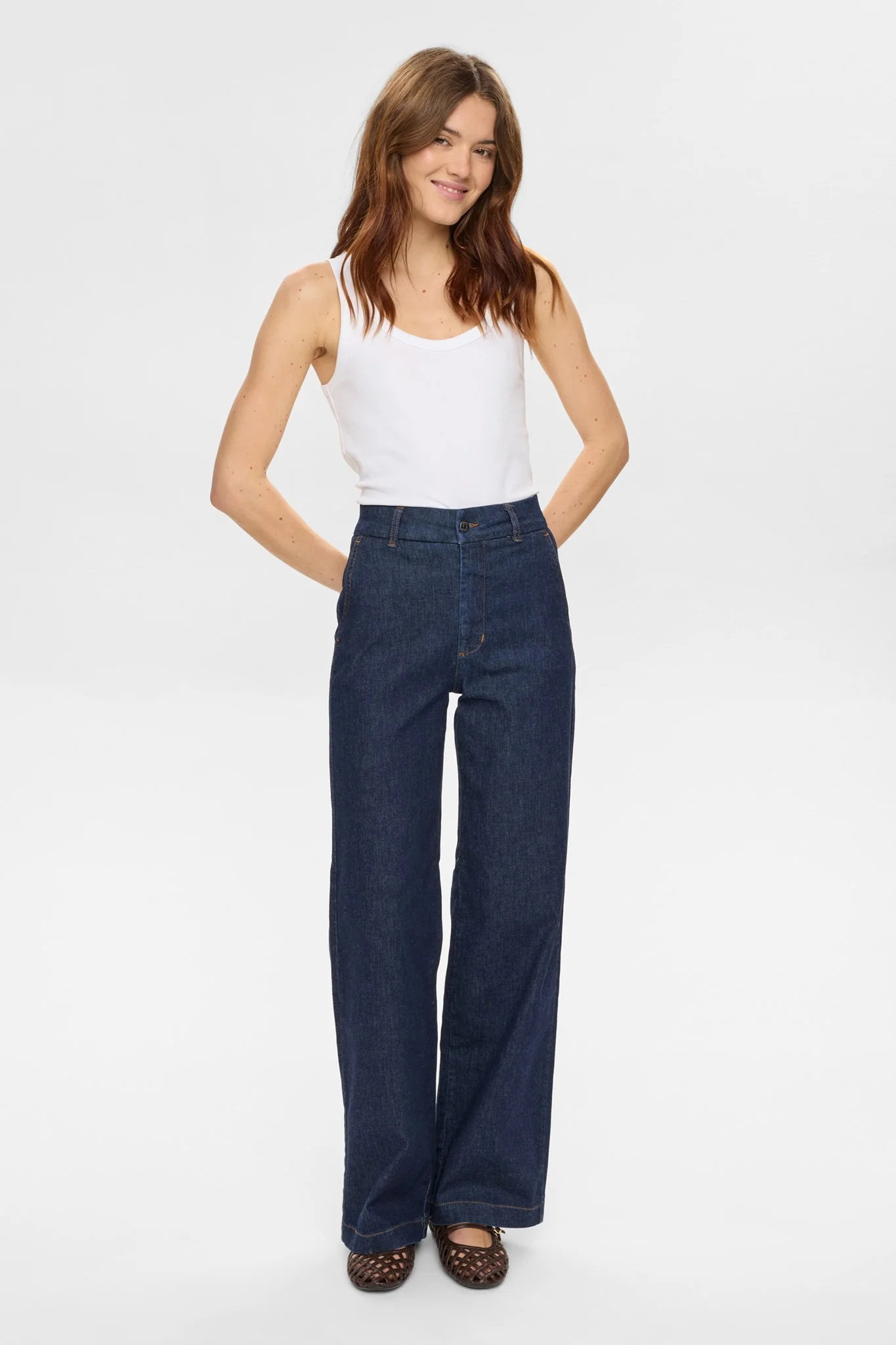NUAMBER HR WIDE JEANS - R3012 - Dark Blue Denim - Image 3