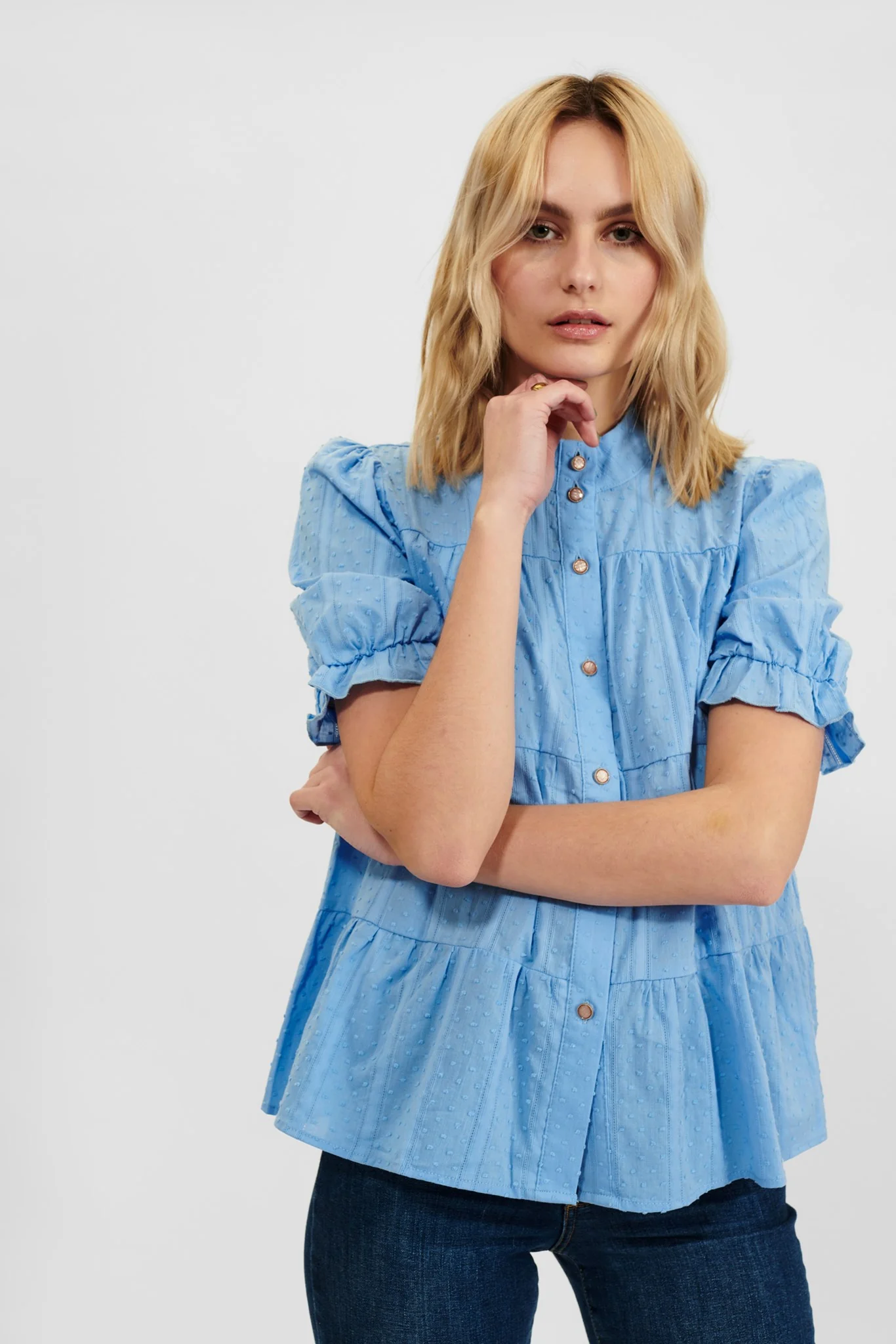 NUANNEMONA SOLID SHIRT - Della Robbia Blue - Image 6