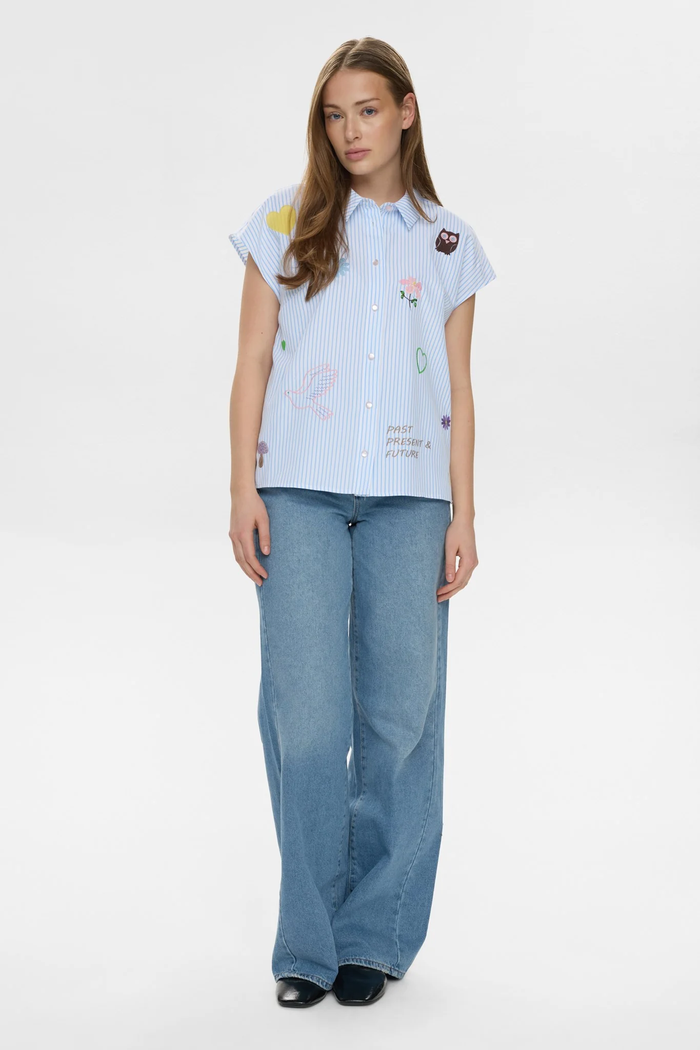 NUASHLEY EMBROIDERY SHIRT  - Airy Blue - Image 3