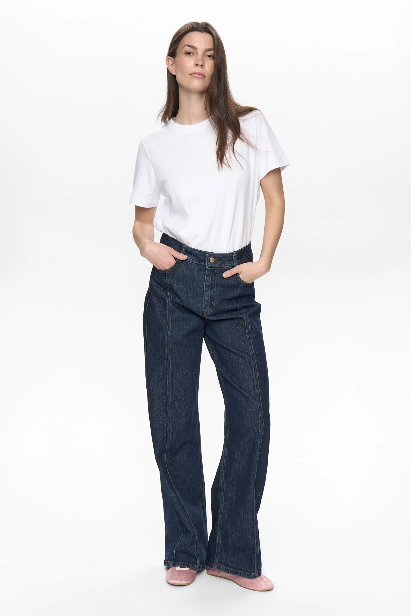 NUBERLIN - HR STRAIGHT STITCH JEANS - Dark Blue Denim - Image 4