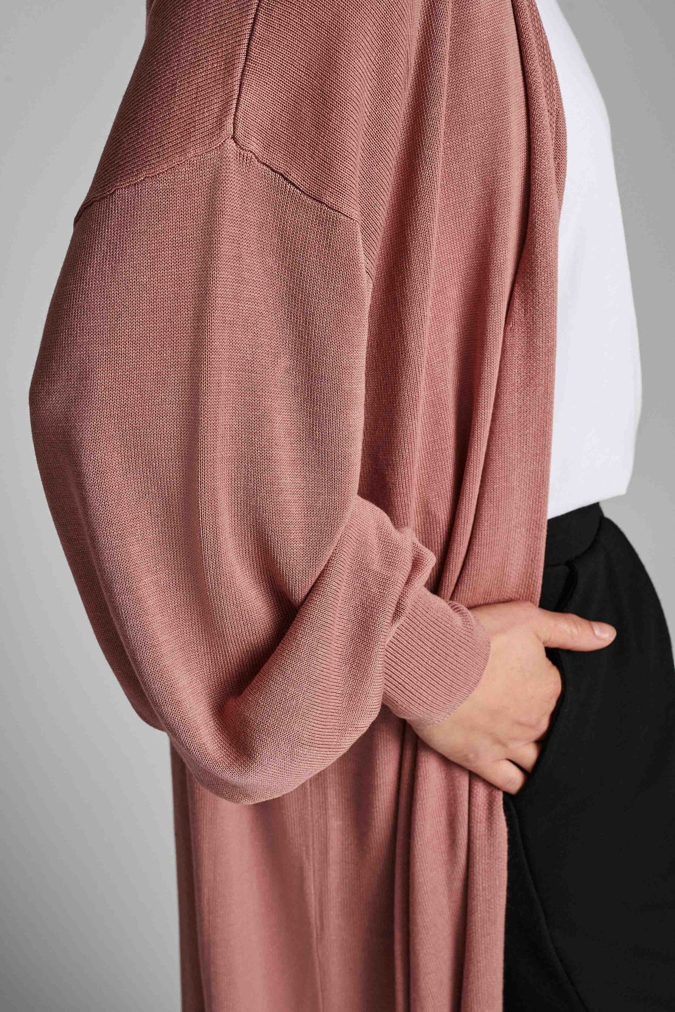 NUBIA LONG CARDIGAN - NOOS - Ash Rose - Image 4