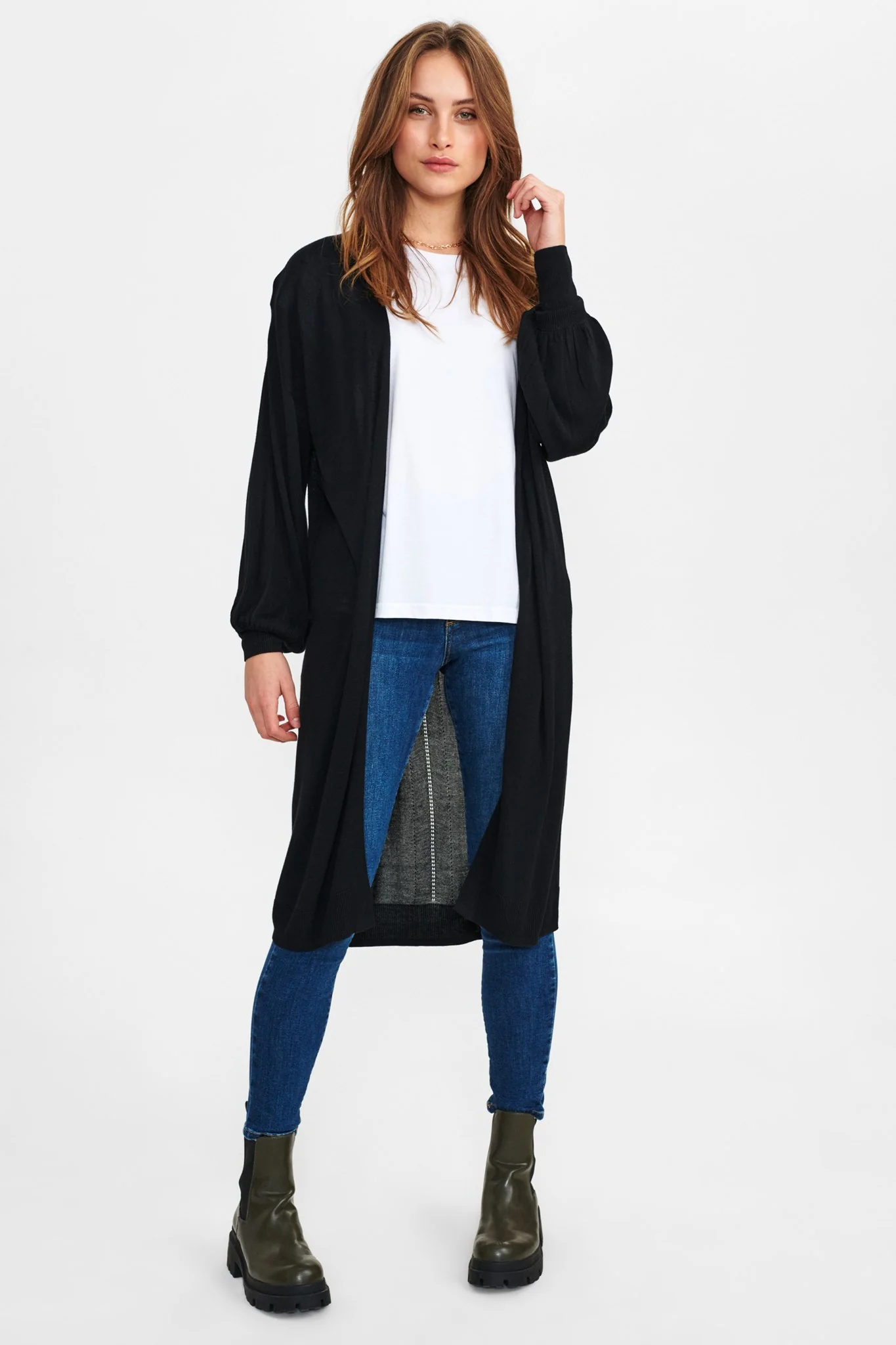 NUBIA LONG CARDIGAN - NOOS - Caviar - Image 3