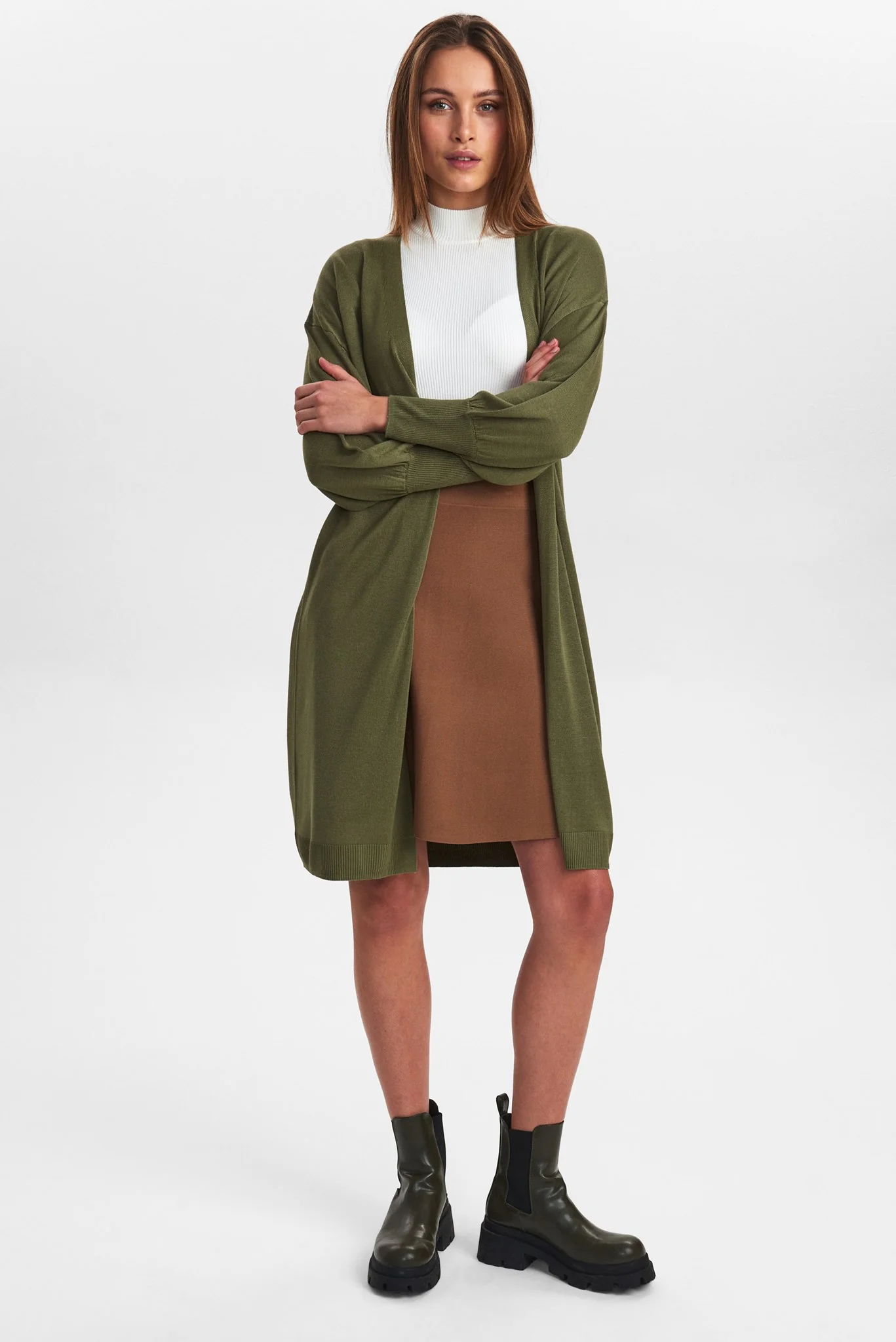 NUBIA LONG CARDIGAN - NOOS - Deep Lichen Green - Image 3