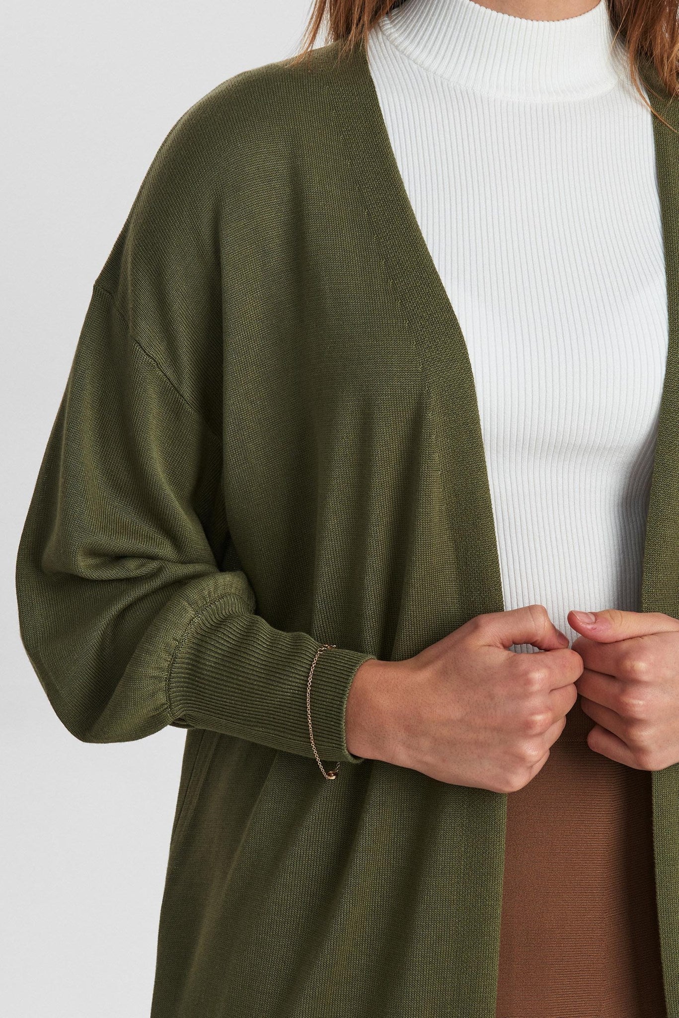 NUBIA LONG CARDIGAN - NOOS - Deep Lichen Green - Image 4