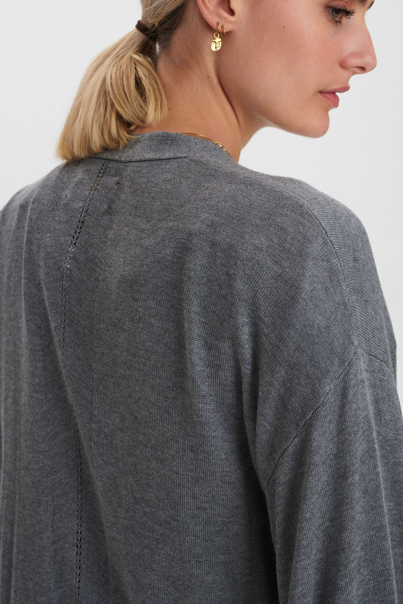 NUBIA LONG CARDIGAN - NOOS - Medium Grey mel - Image 5