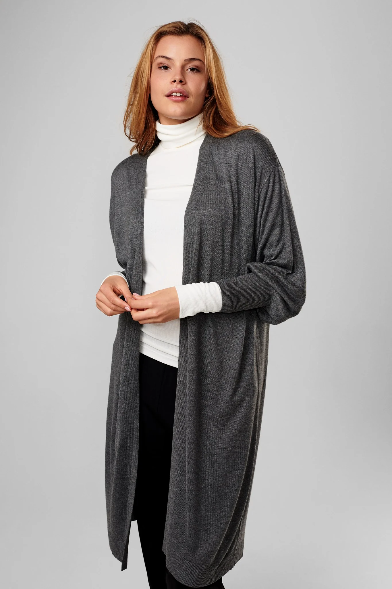 NUBIA LONG CARDIGAN - NOOS - Medium Grey mel - Image 6