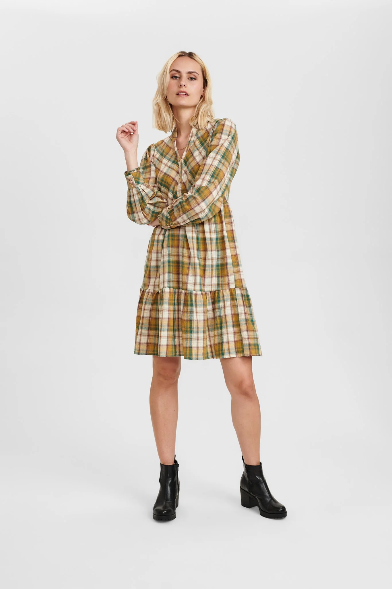NUBIAS CHECK DRESS  - Grape leaf - Image 3