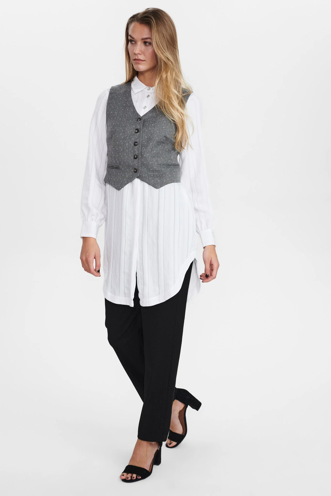 NUBJORG WAISTCOAT - Medium Grey mel - Image 3