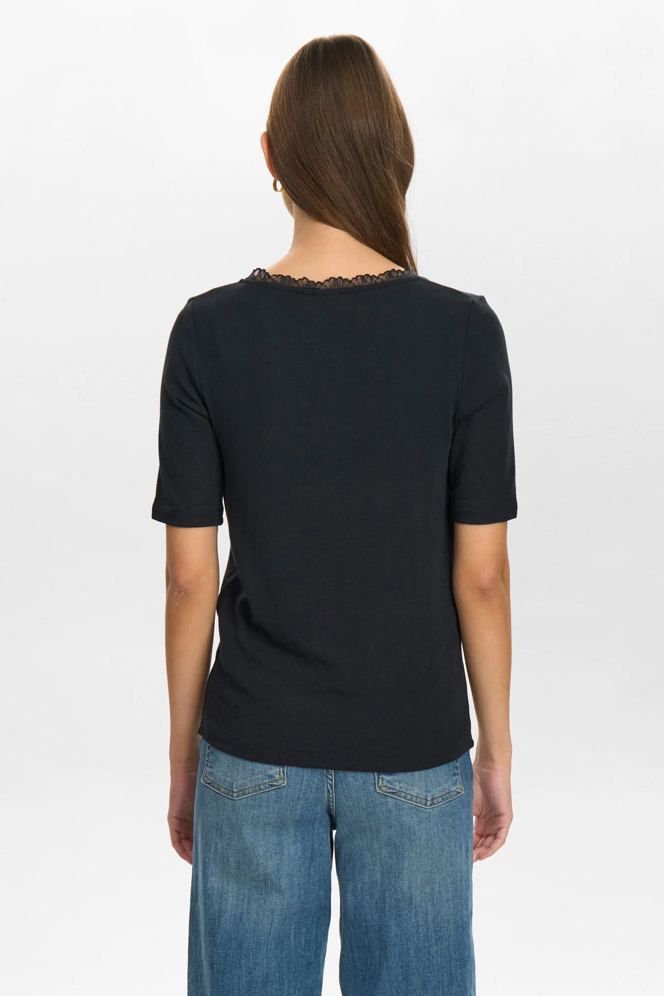 NUBOWIE LACE T-SHIRT - Caviar - Image 2