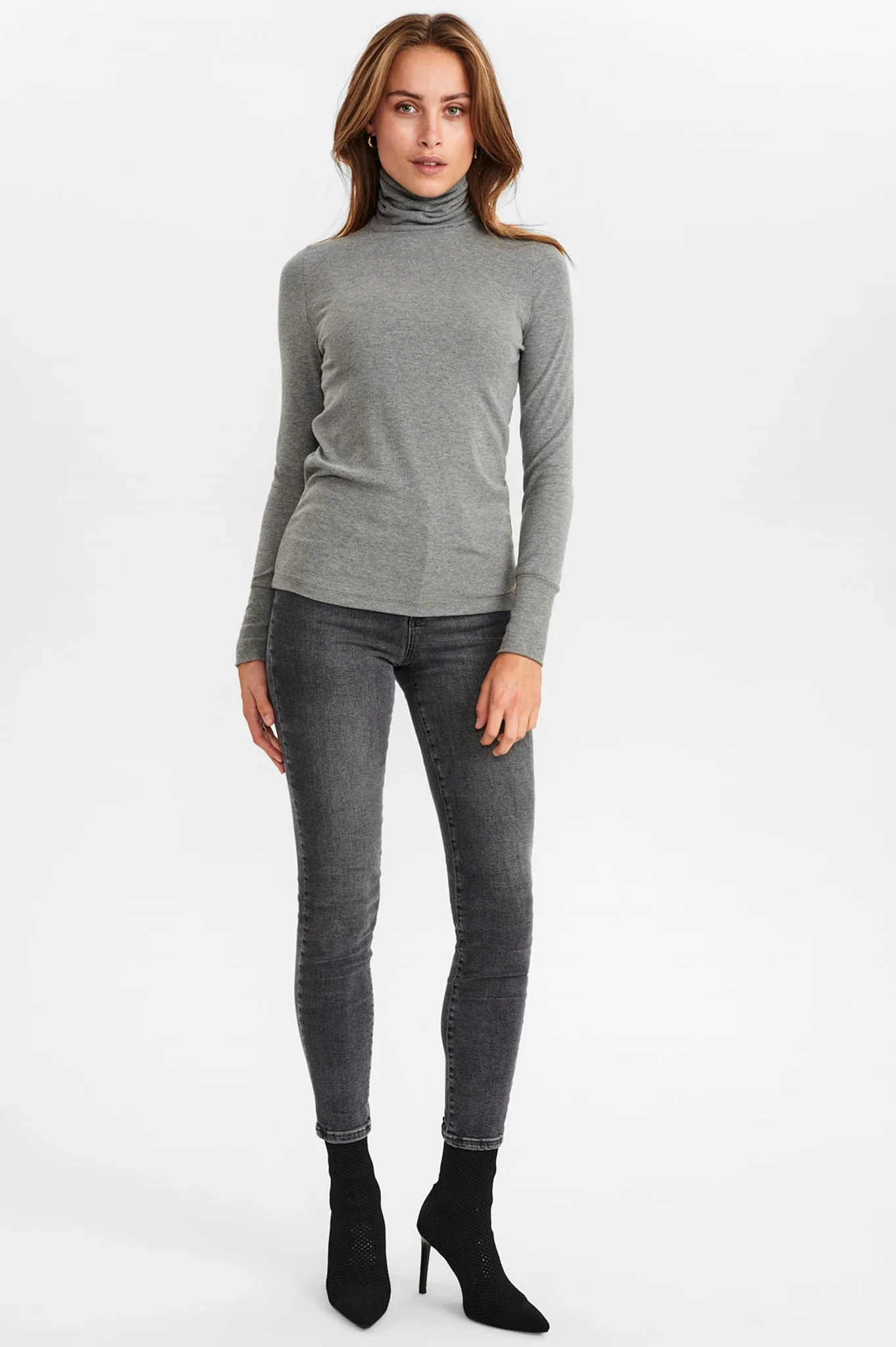 NUBOWIE ROLLNECK RIB - NOOS - Medium Grey mel - Image 3
