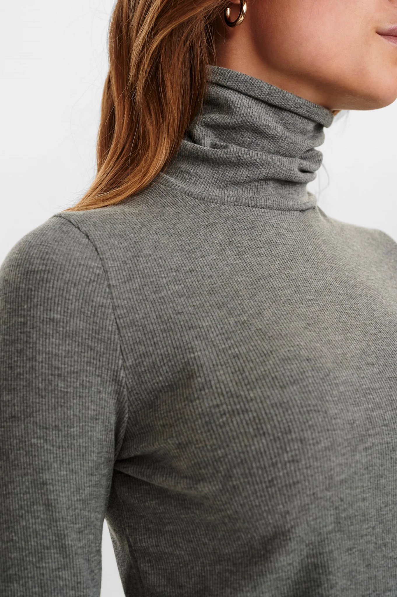 NUBOWIE ROLLNECK RIB - NOOS - Medium Grey mel - Image 4