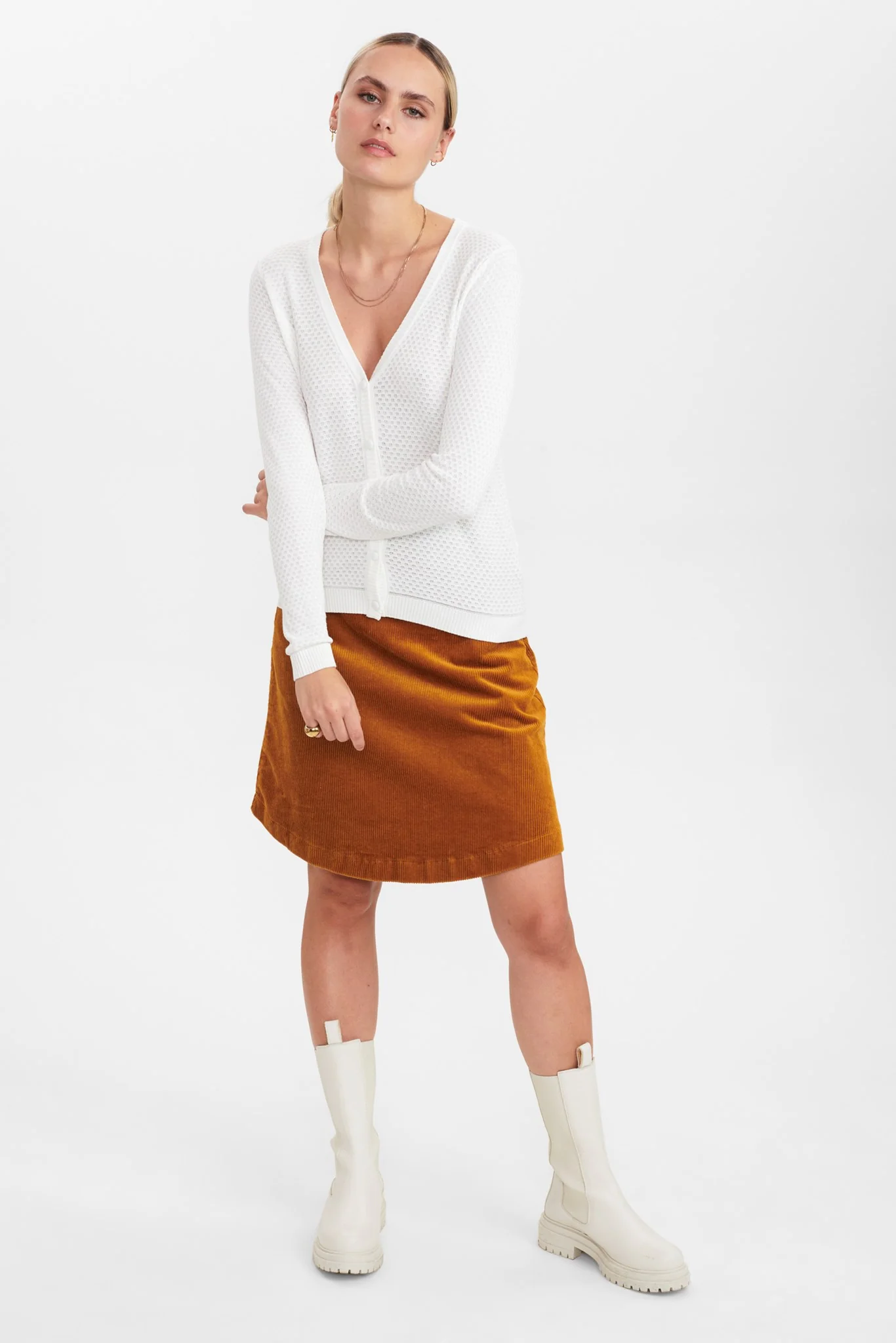 NUCASSIE-LS CARDIGAN - NOOS - Cloud Dancer - Image 3