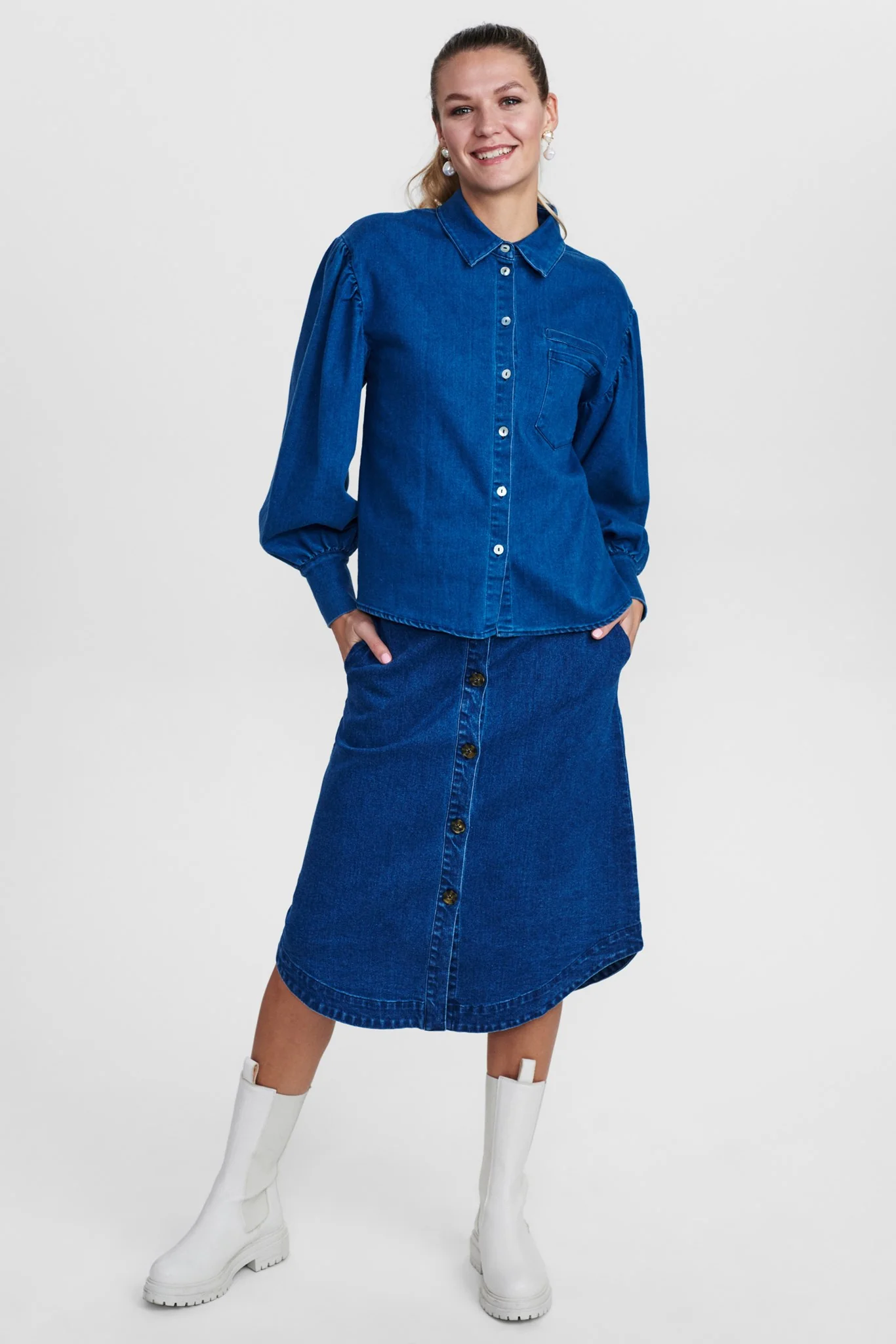NUCHARLEY SHIRT - Medium Blue Denim - Image 3