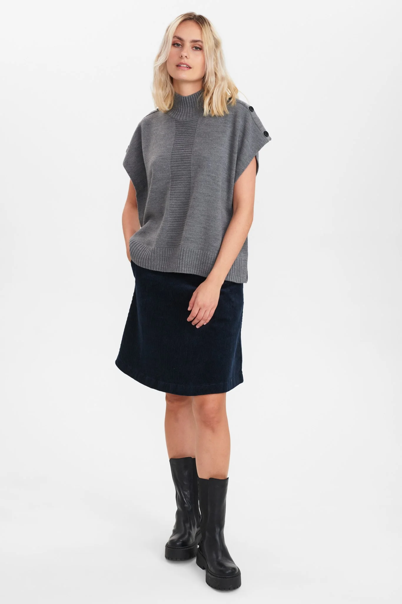 NUDARLENE BUTTON - NOOS - Medium Grey mel - Image 3