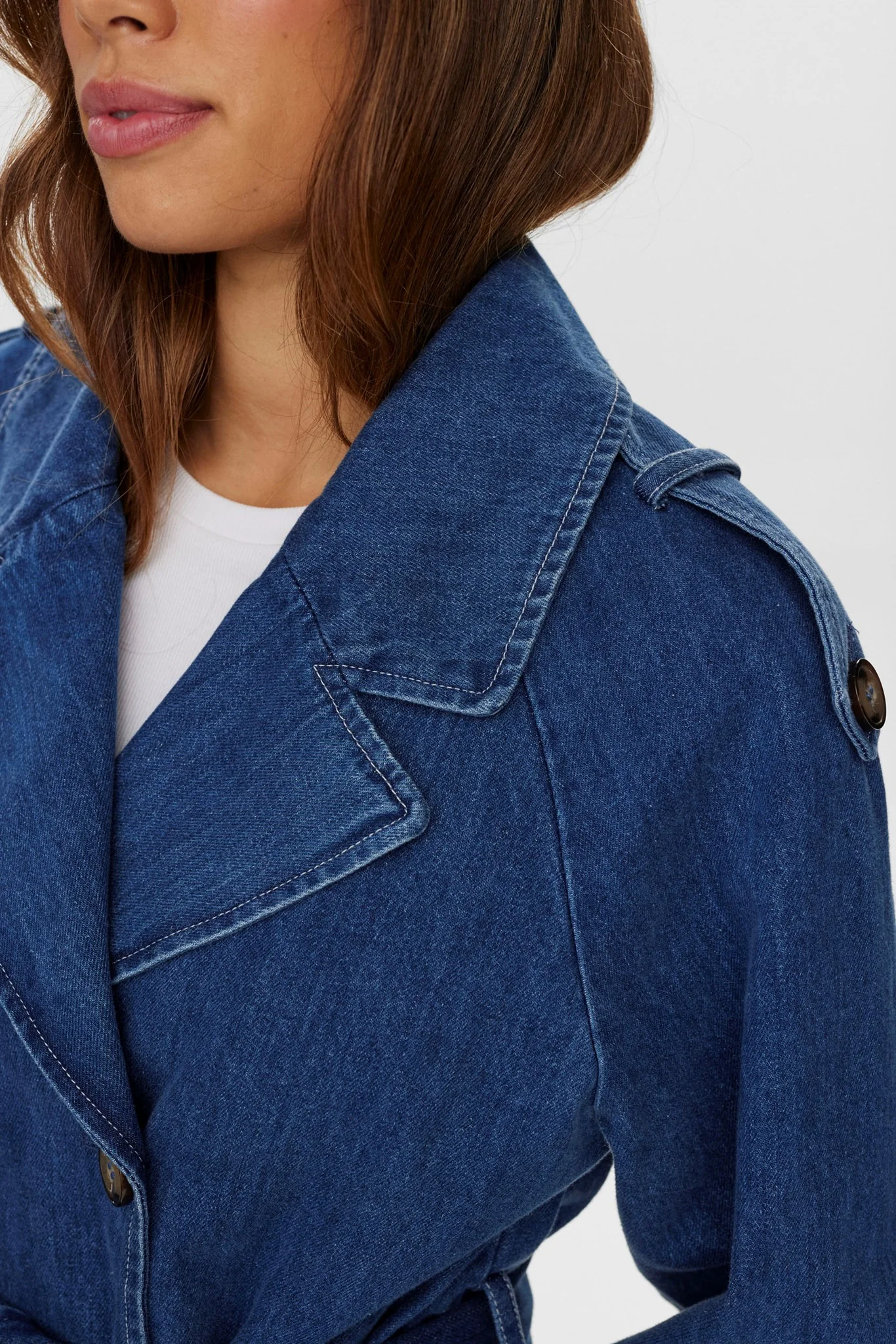 NUDEMINA COAT - Medium Blue Denim - Image 4