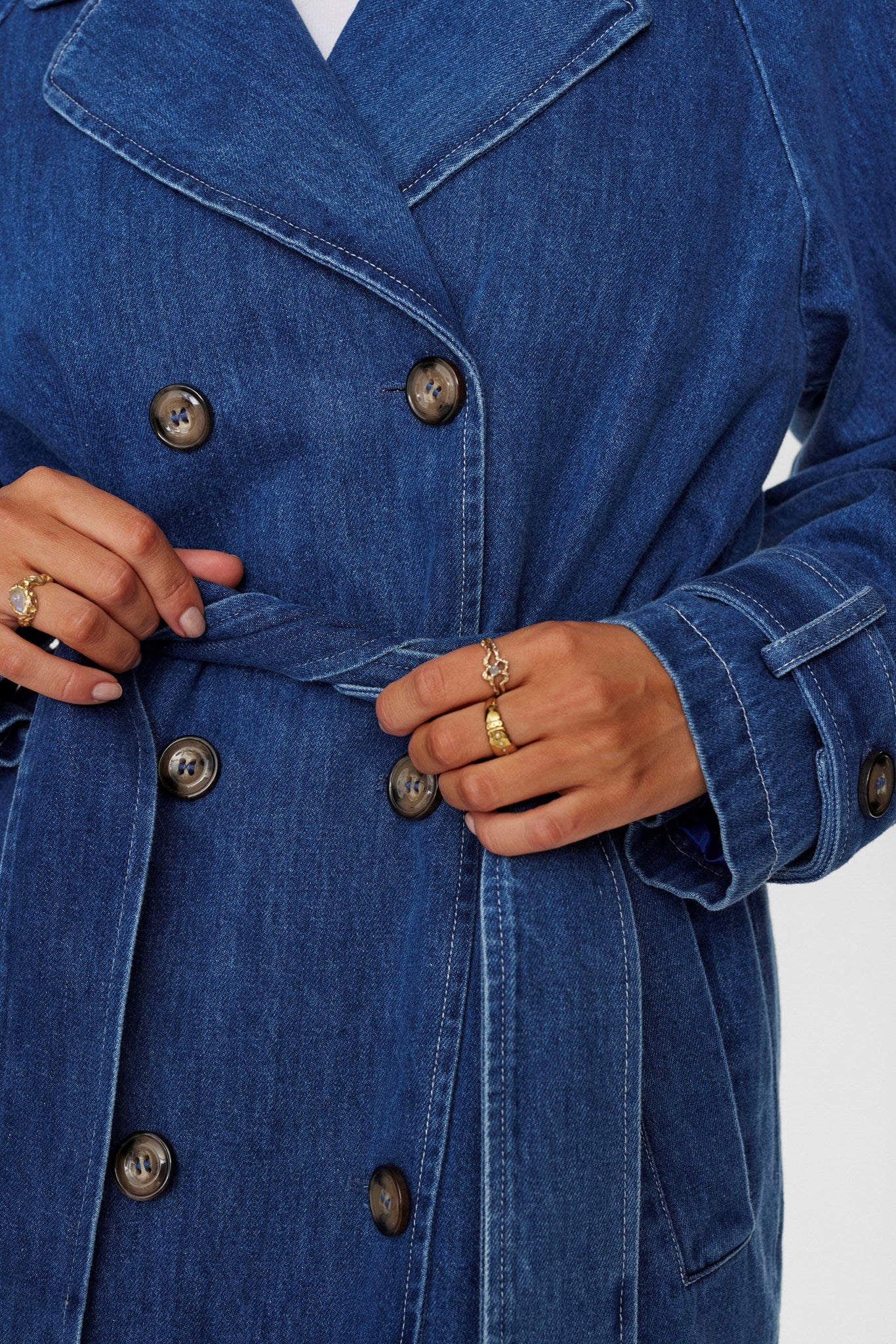 NUDEMINA COAT - Medium Blue Denim - Image 5