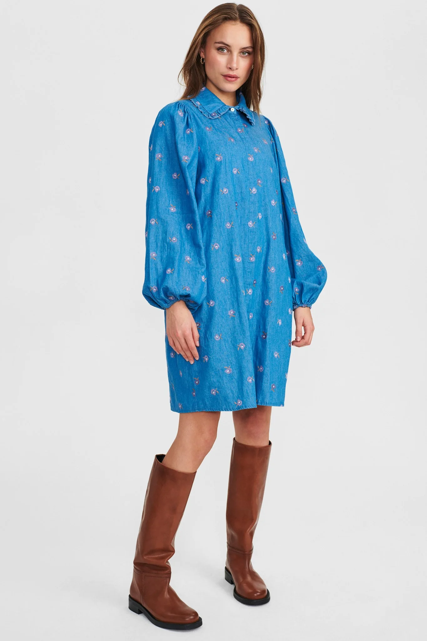 NUDOSS DRESS - Medium Blue Denim - Image 3