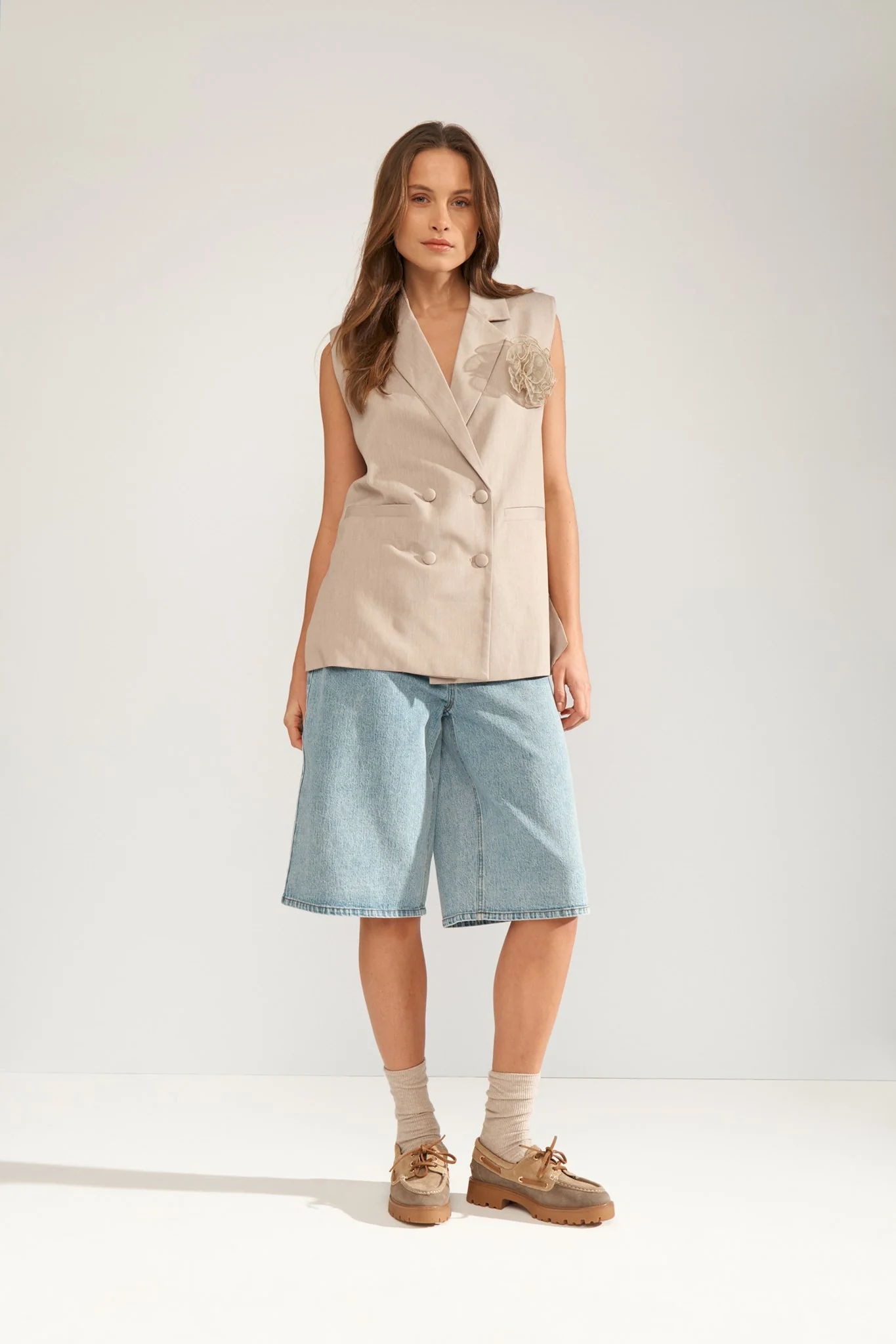 NUFLORIA LONG VEST - Chateau Gray Melange - Image 3