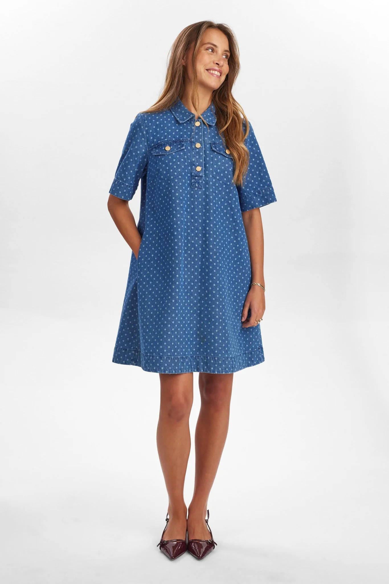 NUHADDIE DRESS  - Medium Blue Denim - Image 3