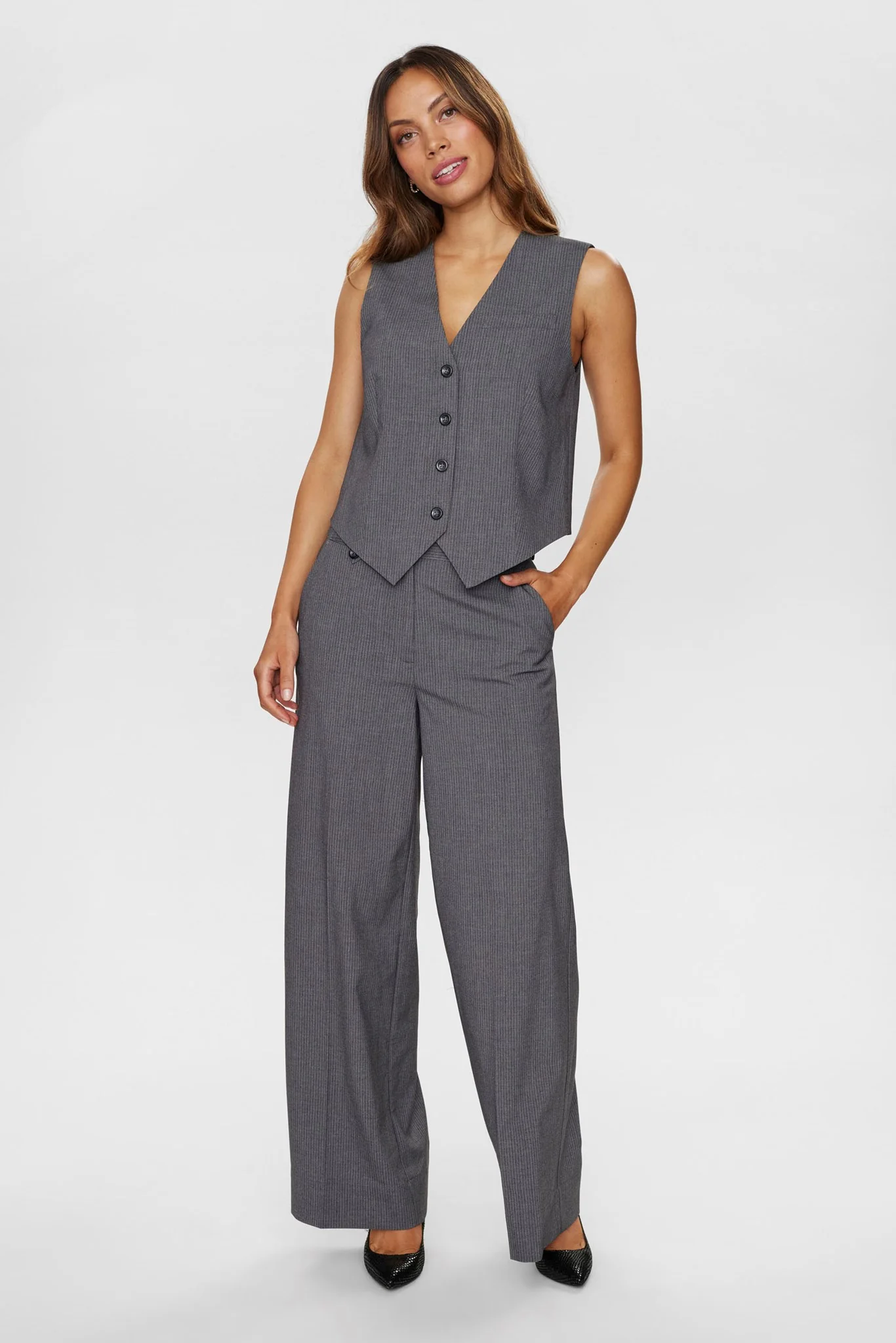 NUJOSEPHINE WAIST COAT - Medium Grey mel - Image 3