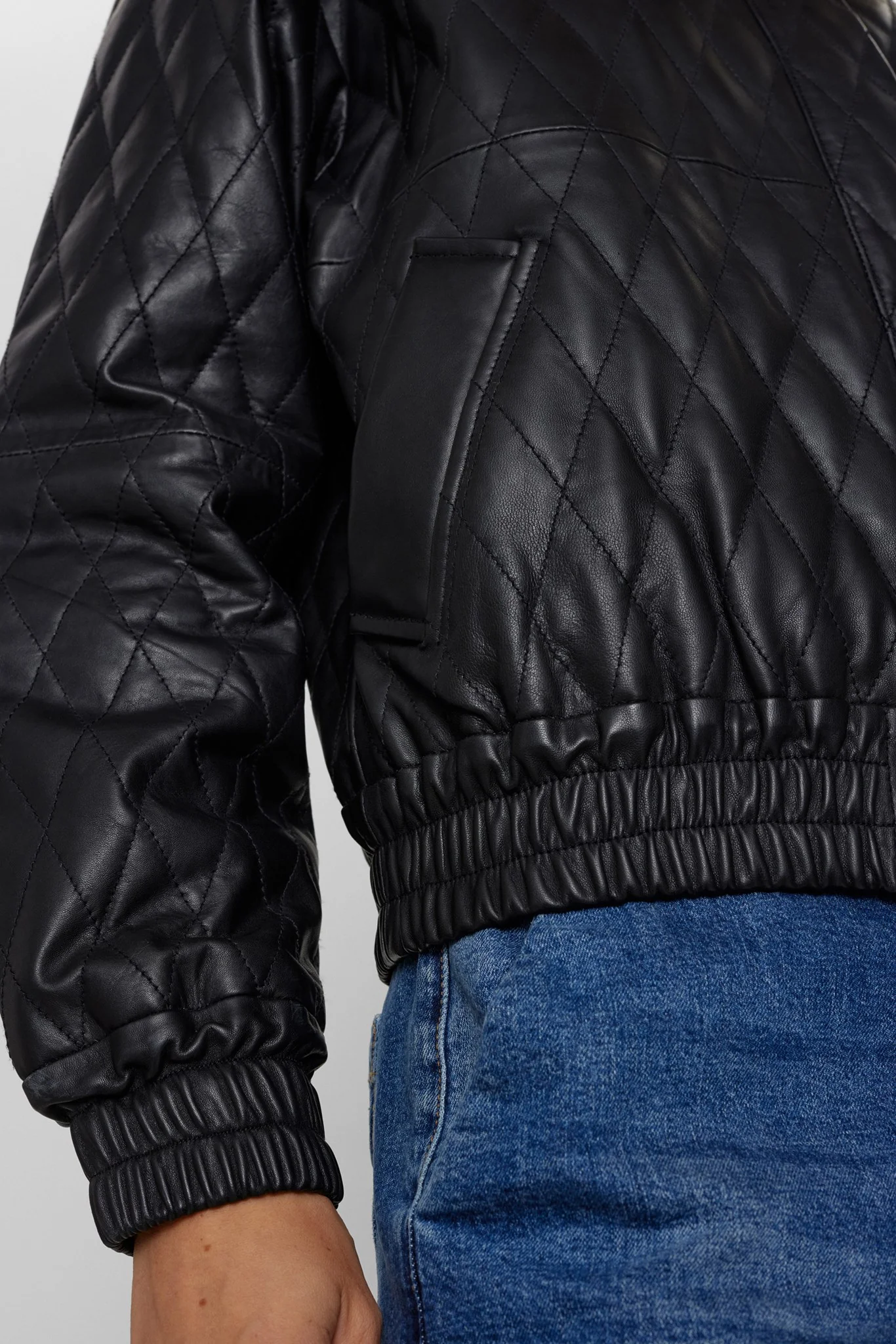 NULEA LEATHER BOMBER JACKET - Caviar - Image 5