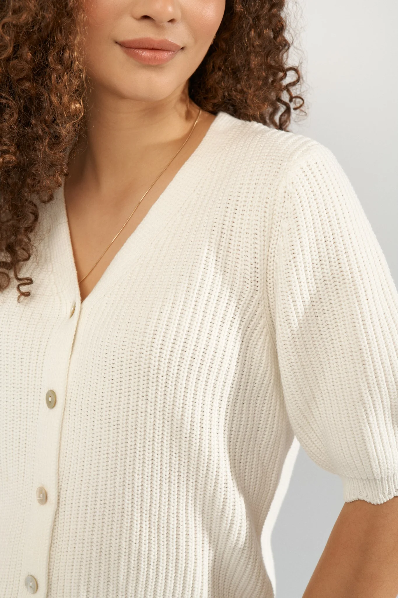 NUMARLEY SS CARDIGAN - Cloud Dancer - Image 4