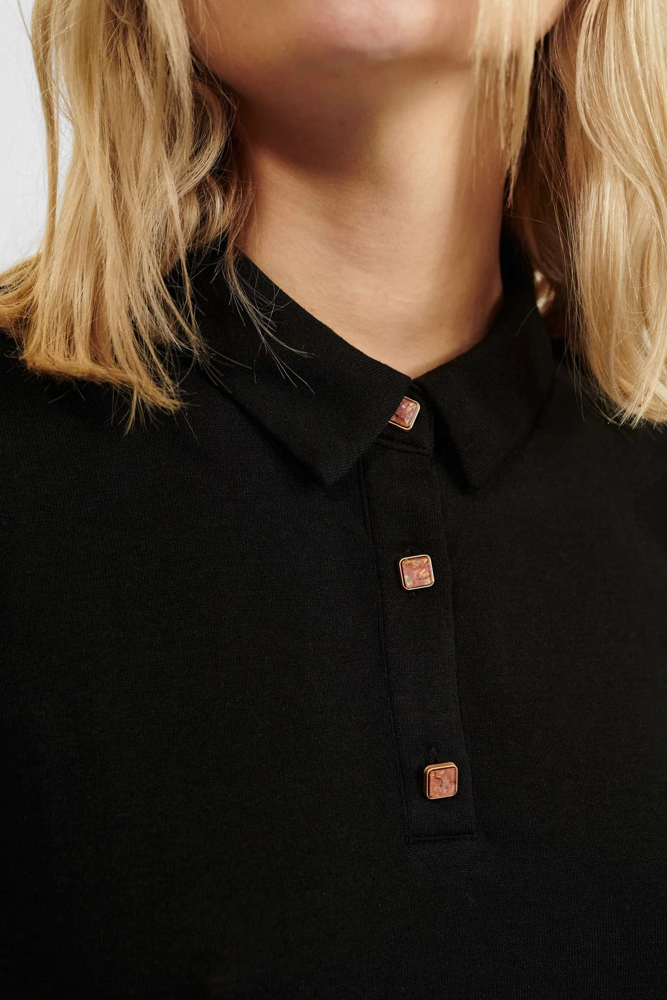 NUPEARL POLO BLOUSE - Caviar - Image 4