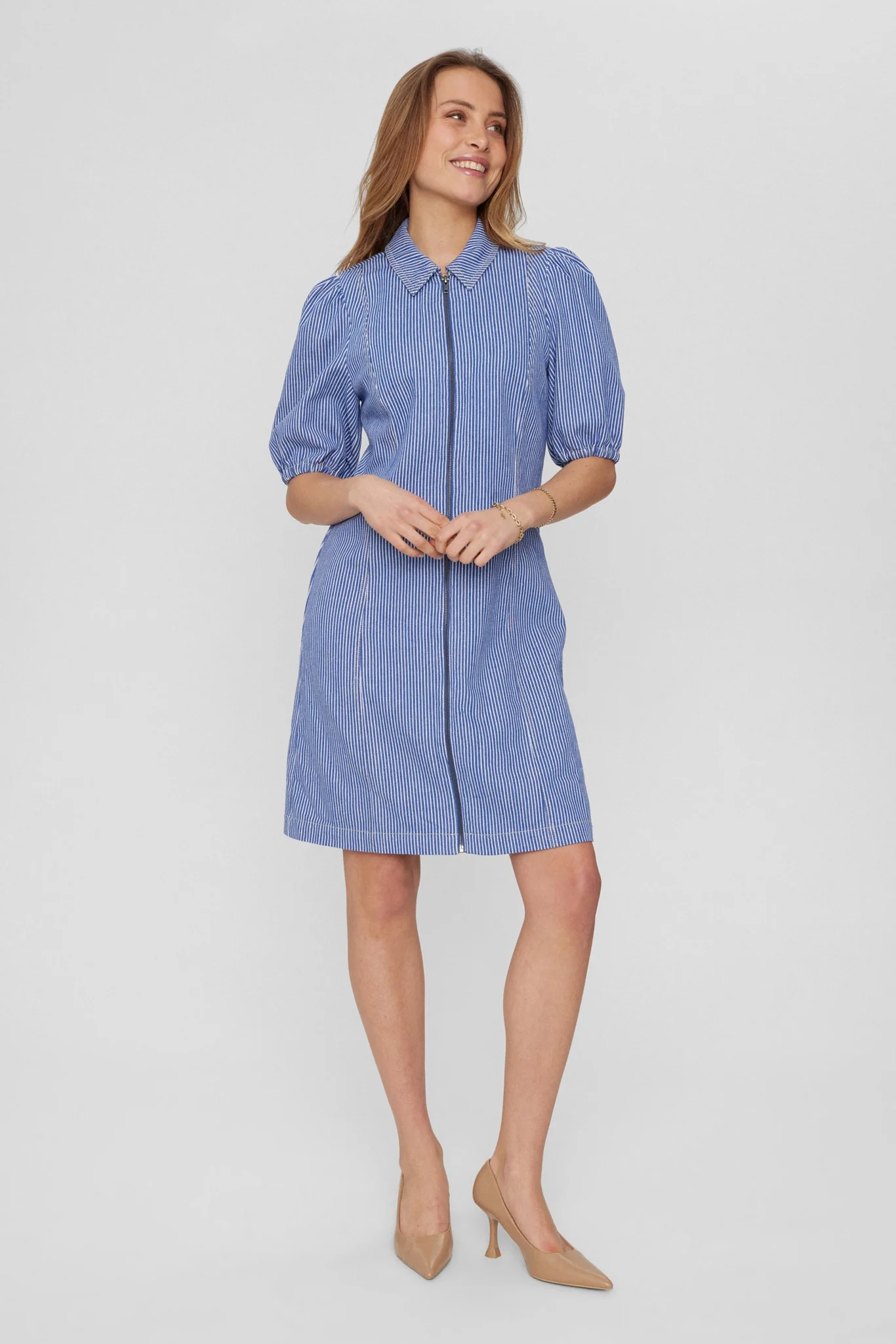 NUPERNILLE DRESS  - Medium Blue Denim - Image 3