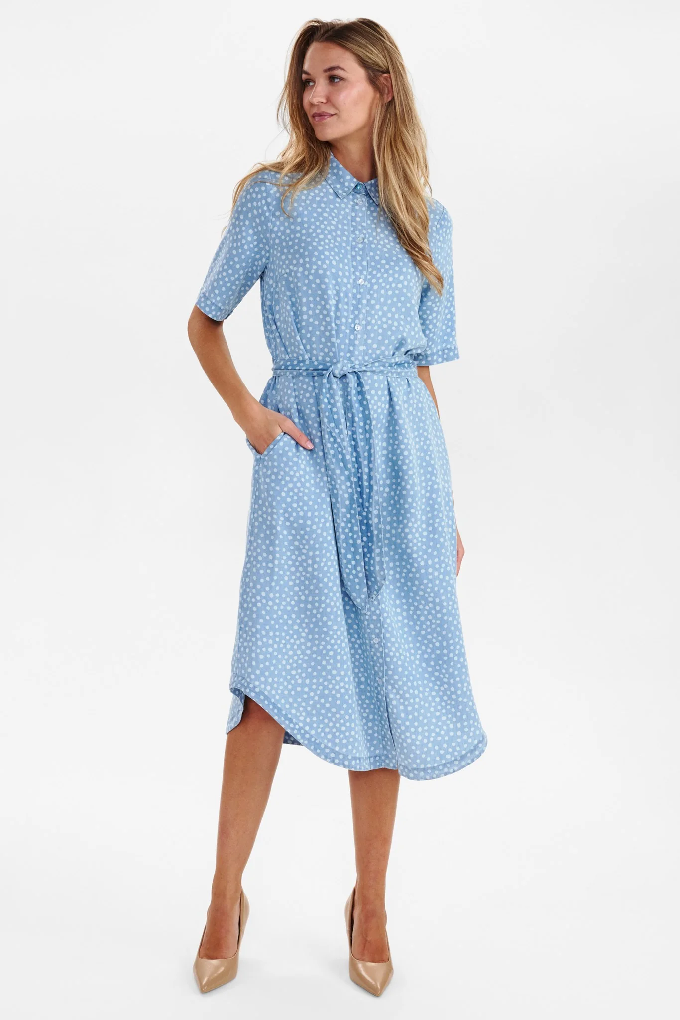 NUPOULINA DRESS - Medium Blue Denim - Image 3