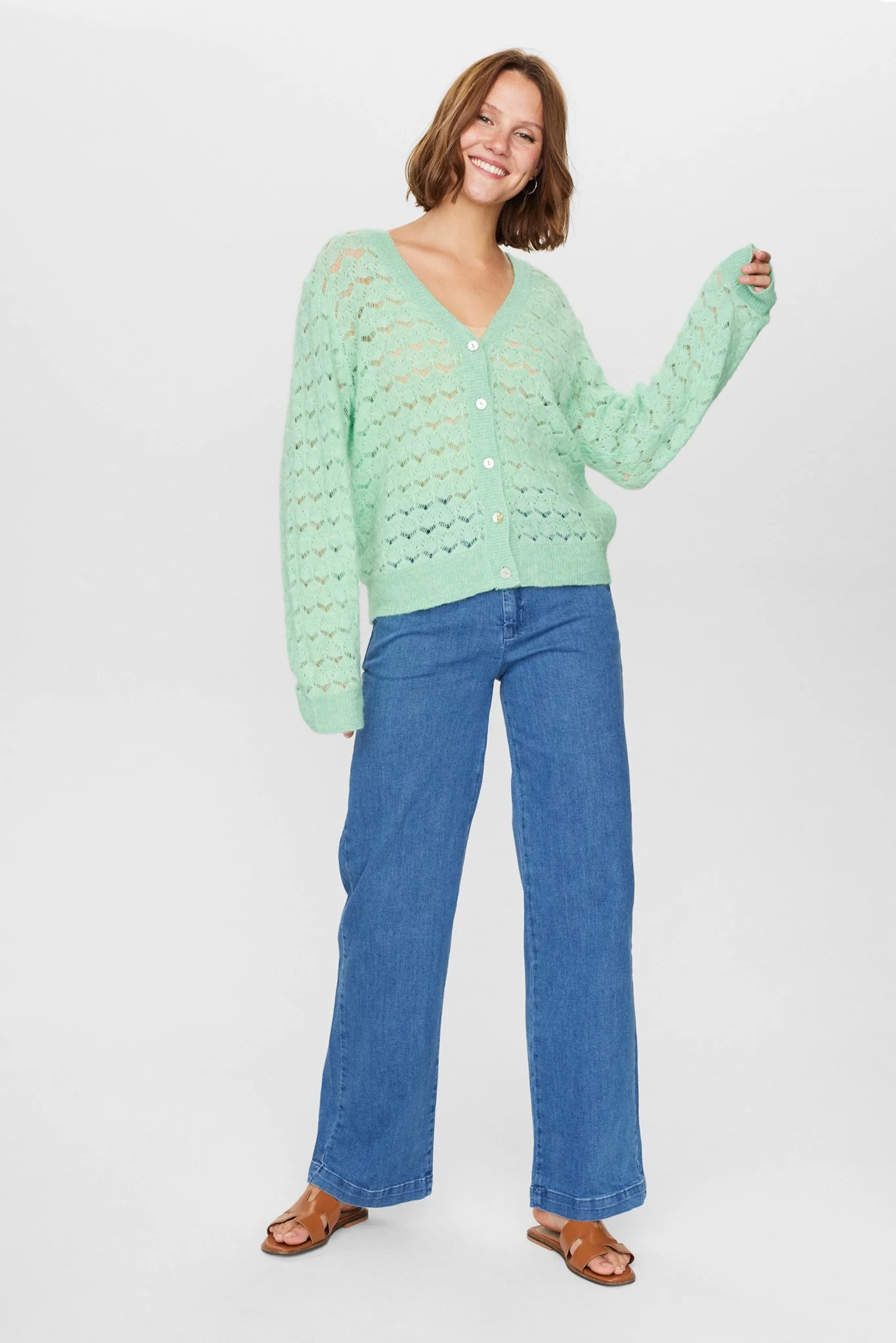 NURIETTA POINTELLE CARDIGAN  - Cabbage - Image 3