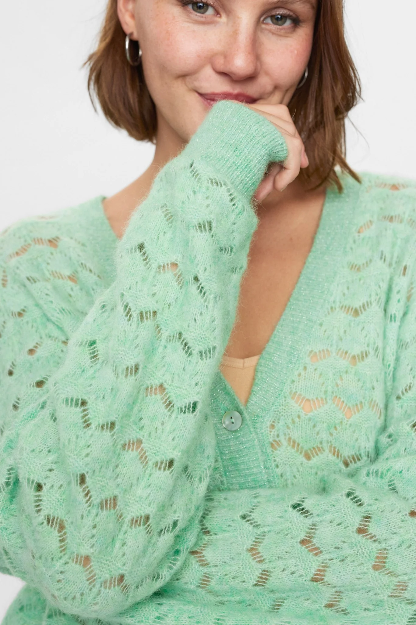 NURIETTA POINTELLE CARDIGAN  - Cabbage - Image 5