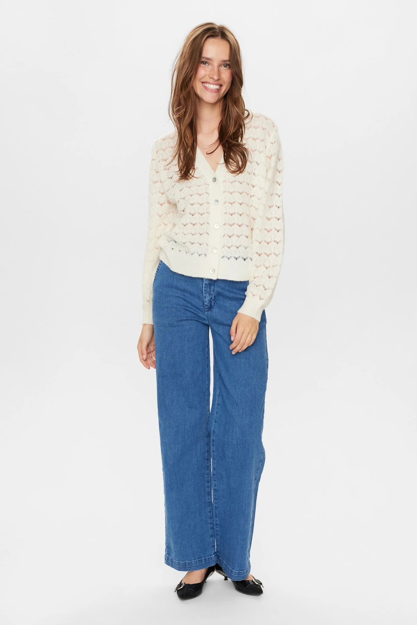 NURIETTA POINTELLE CARDIGAN  - Cloud Dancer - Image 3