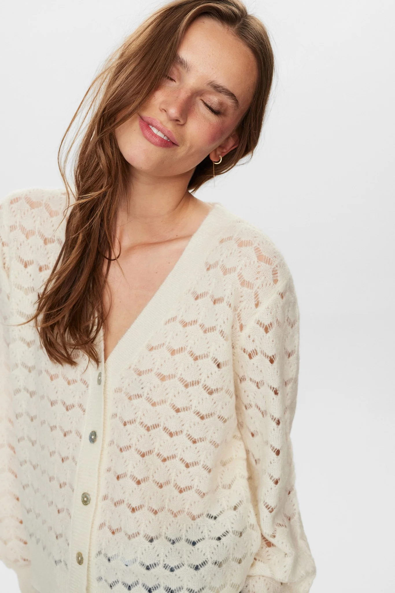 NURIETTA POINTELLE CARDIGAN  - Cloud Dancer - Image 4