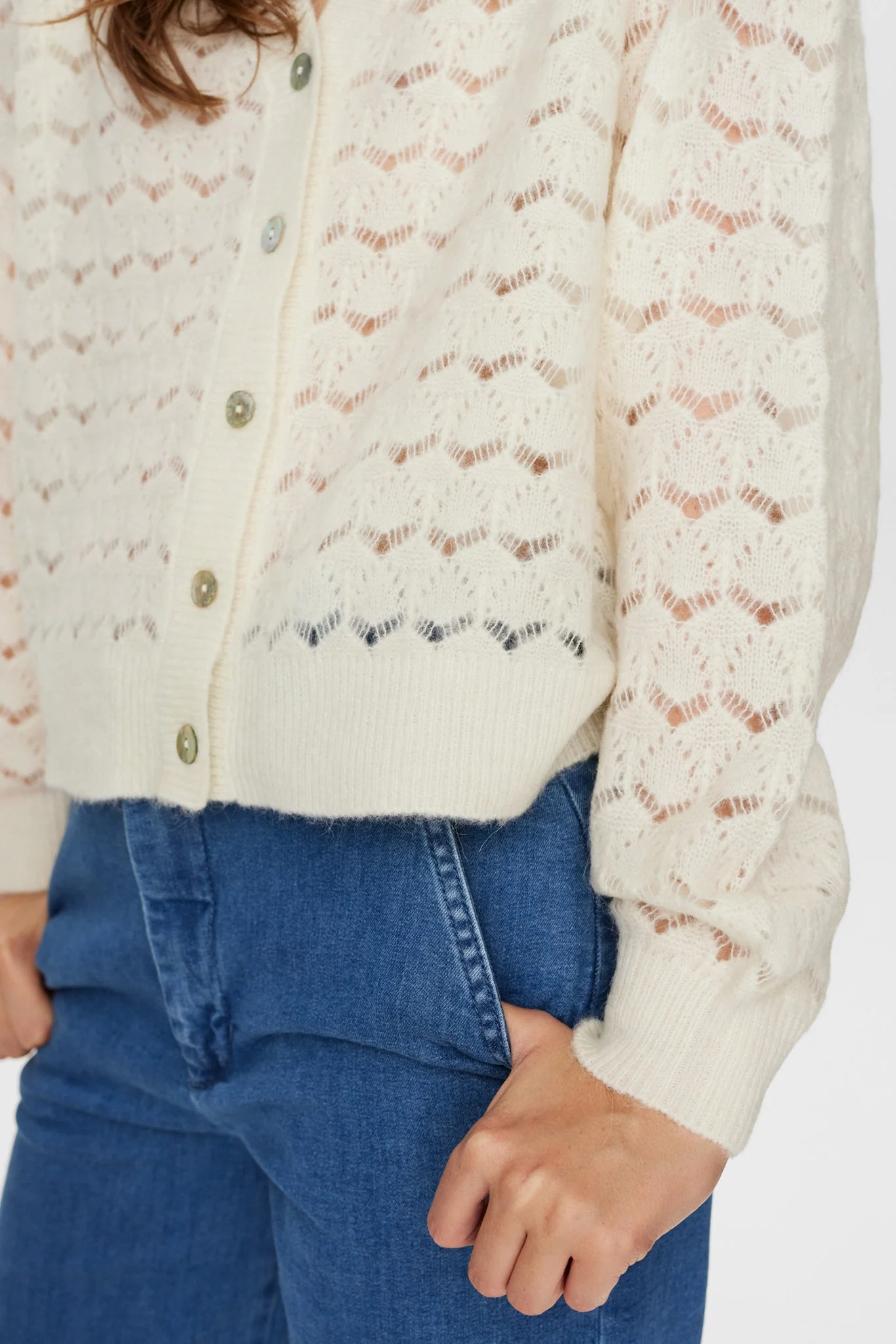 NURIETTA POINTELLE CARDIGAN  - Cloud Dancer - Image 5