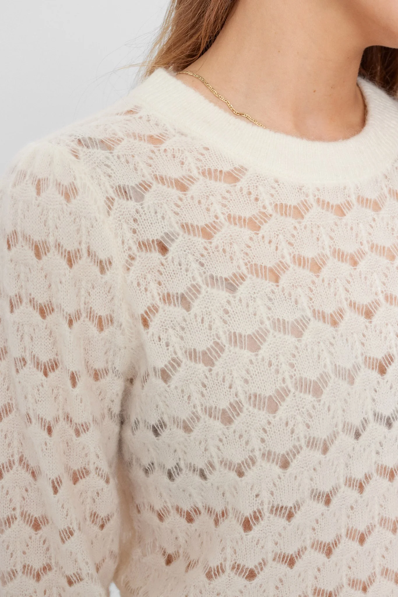 NURIETTA POINTELLE PULLOVER  - Cloud Dancer - Image 4
