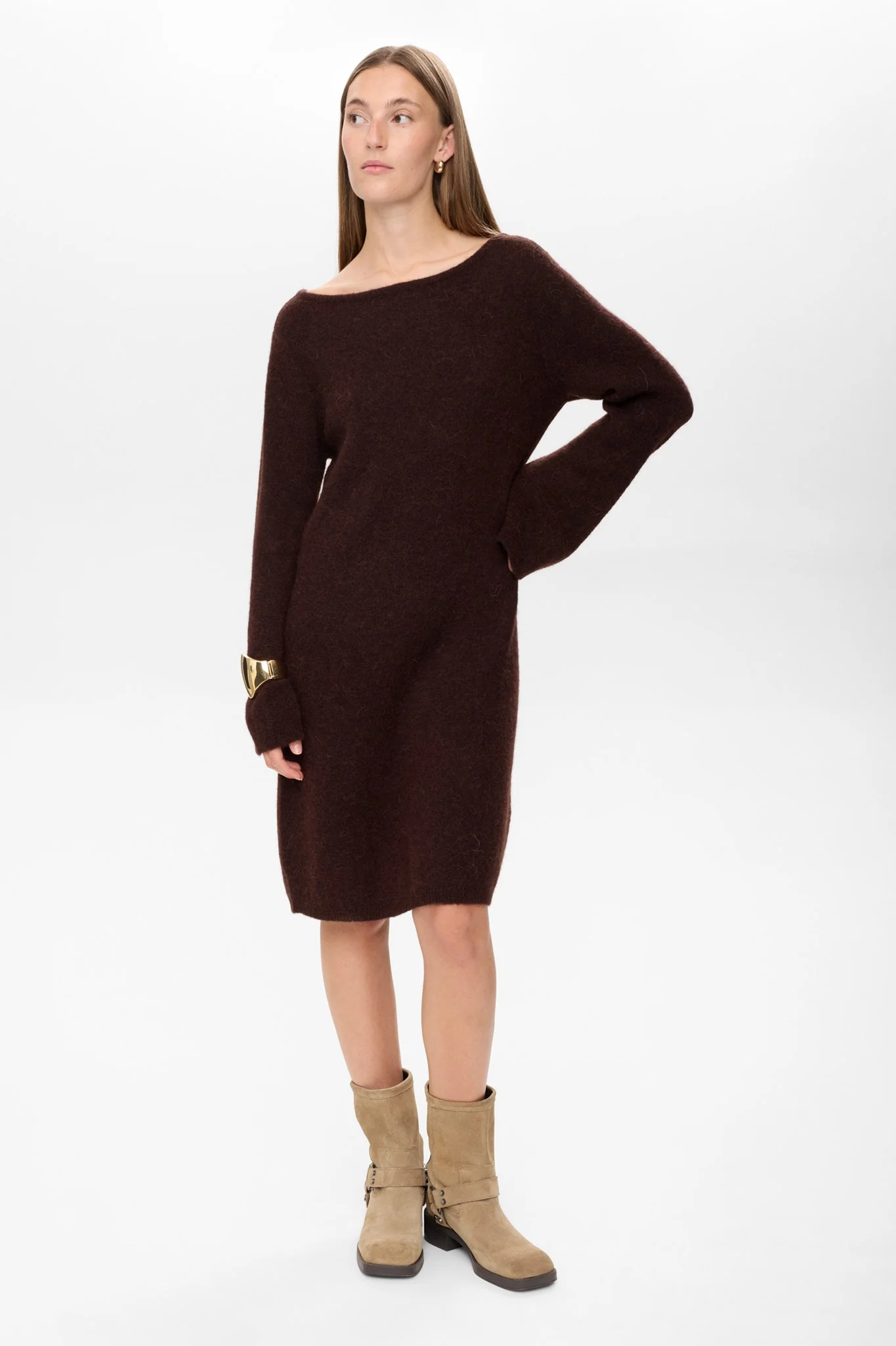 NURIETTE BOATNECK DRESS - Black Coffee - Image 6