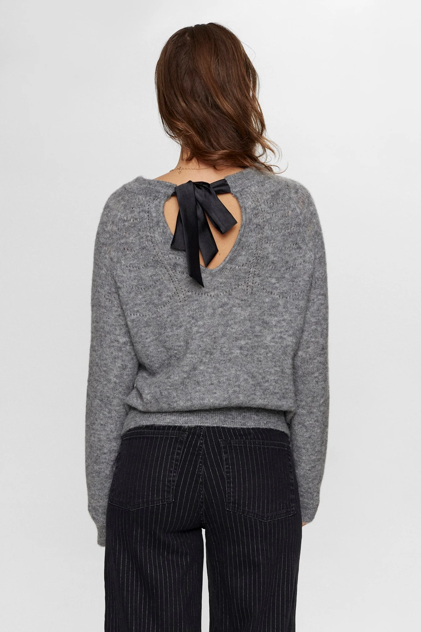 NURIETTE BOW PULLOVER  - Medium Grey mel - Image 2