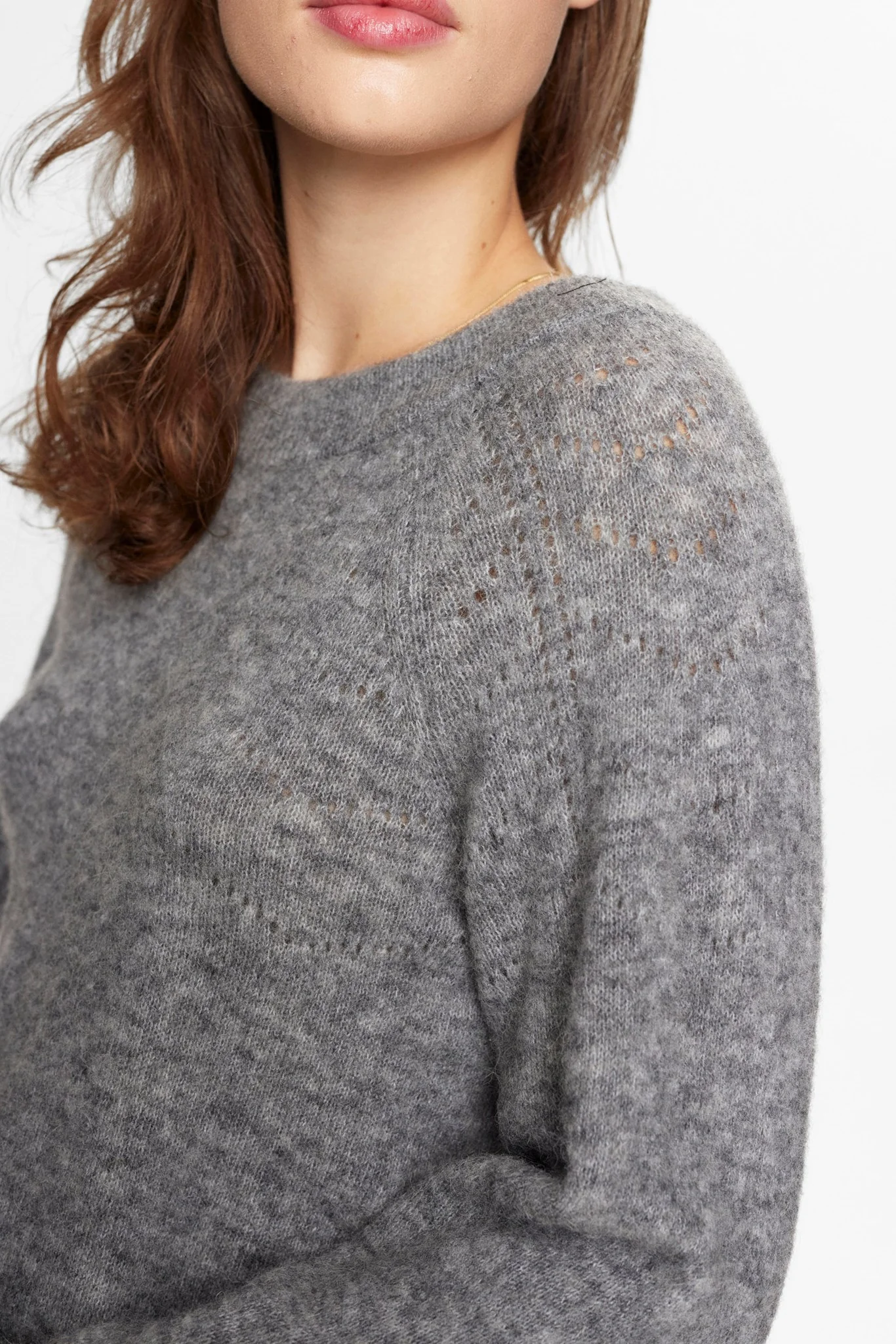 NURIETTE BOW PULLOVER  - Medium Grey mel - Image 4