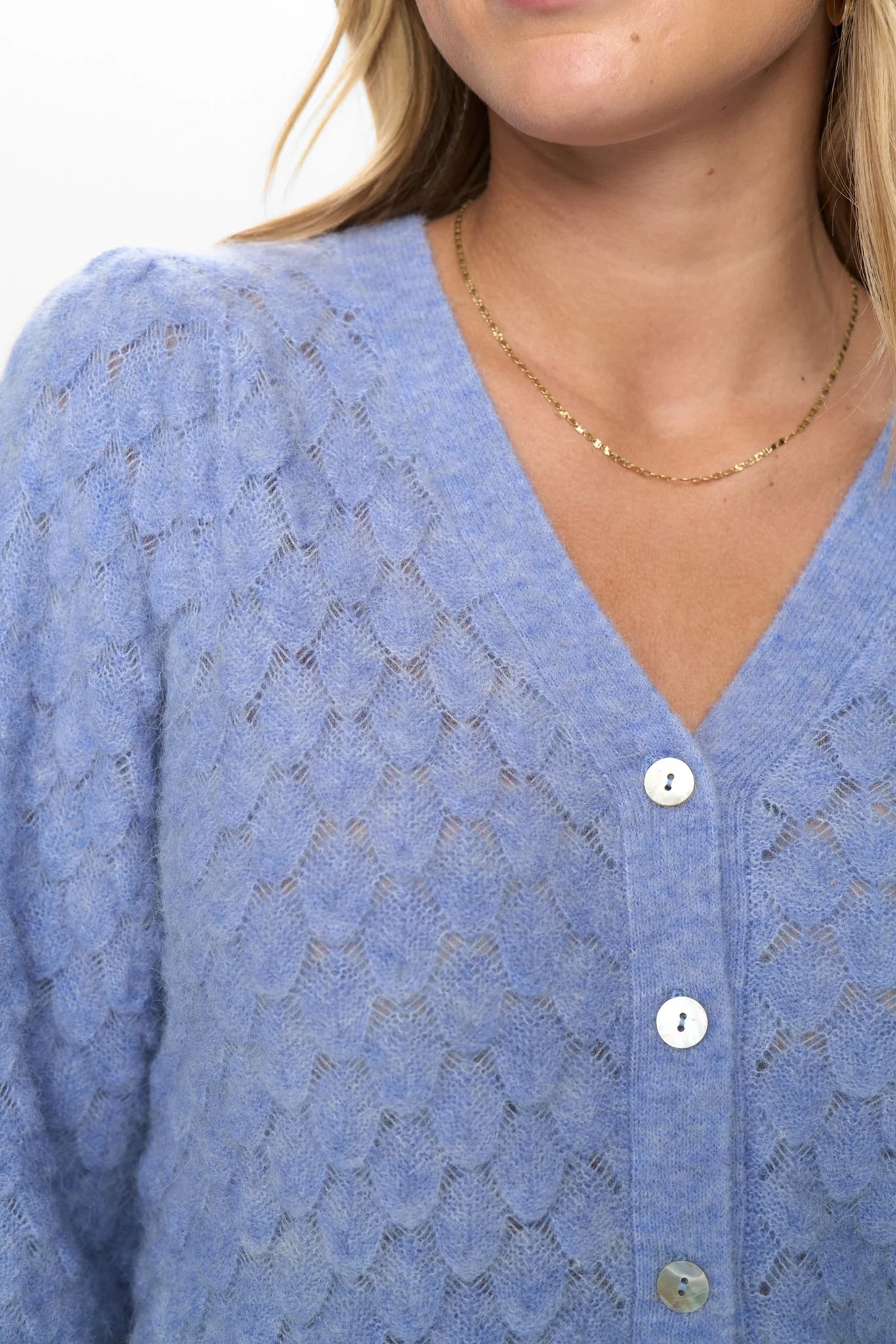 NURIETTE LEAF POINTELLE CARDIGAN - Hydrangea - Image 4
