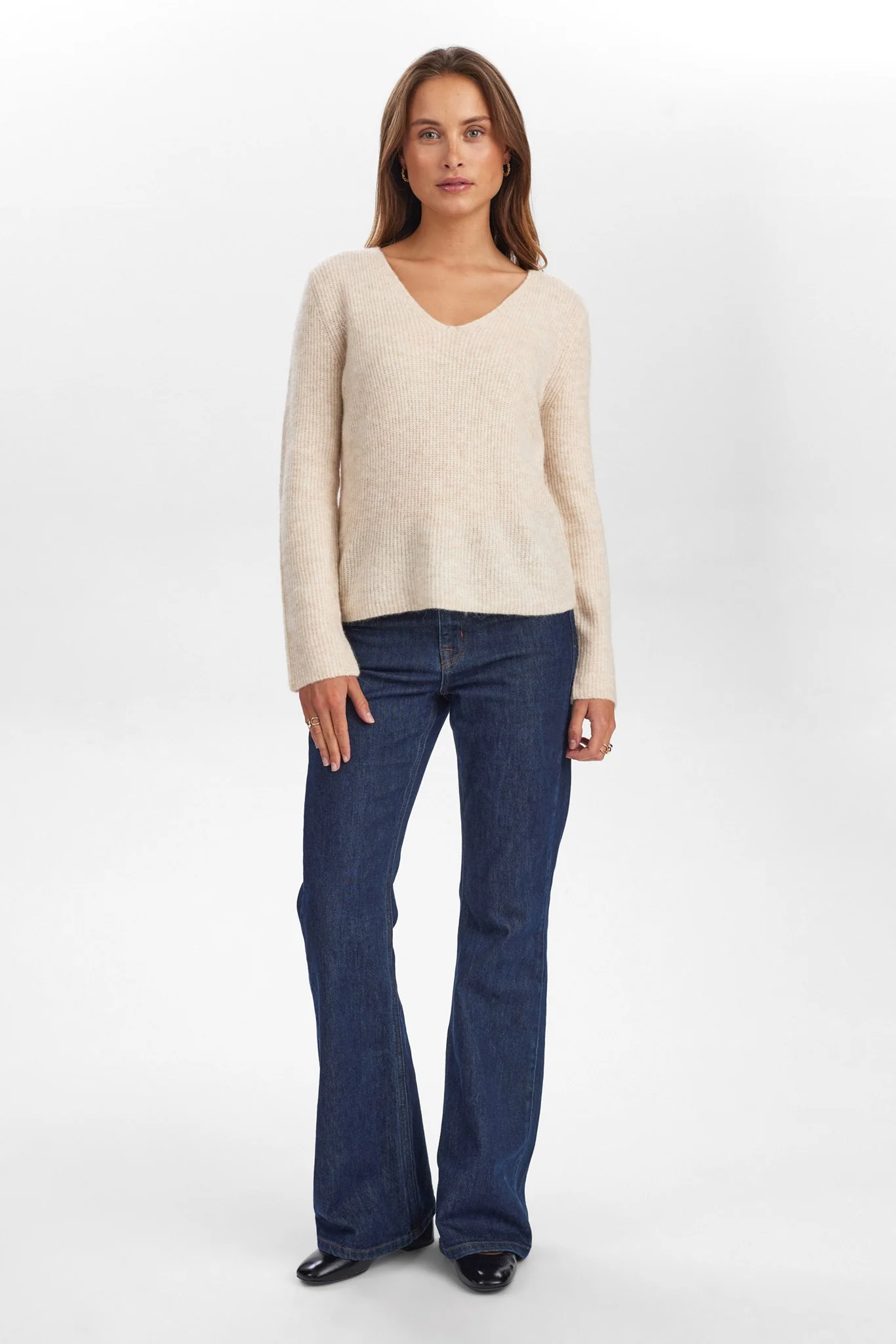 NURIETTE RIB V-NECK PULLOVER - Sun Kiss - Image 3