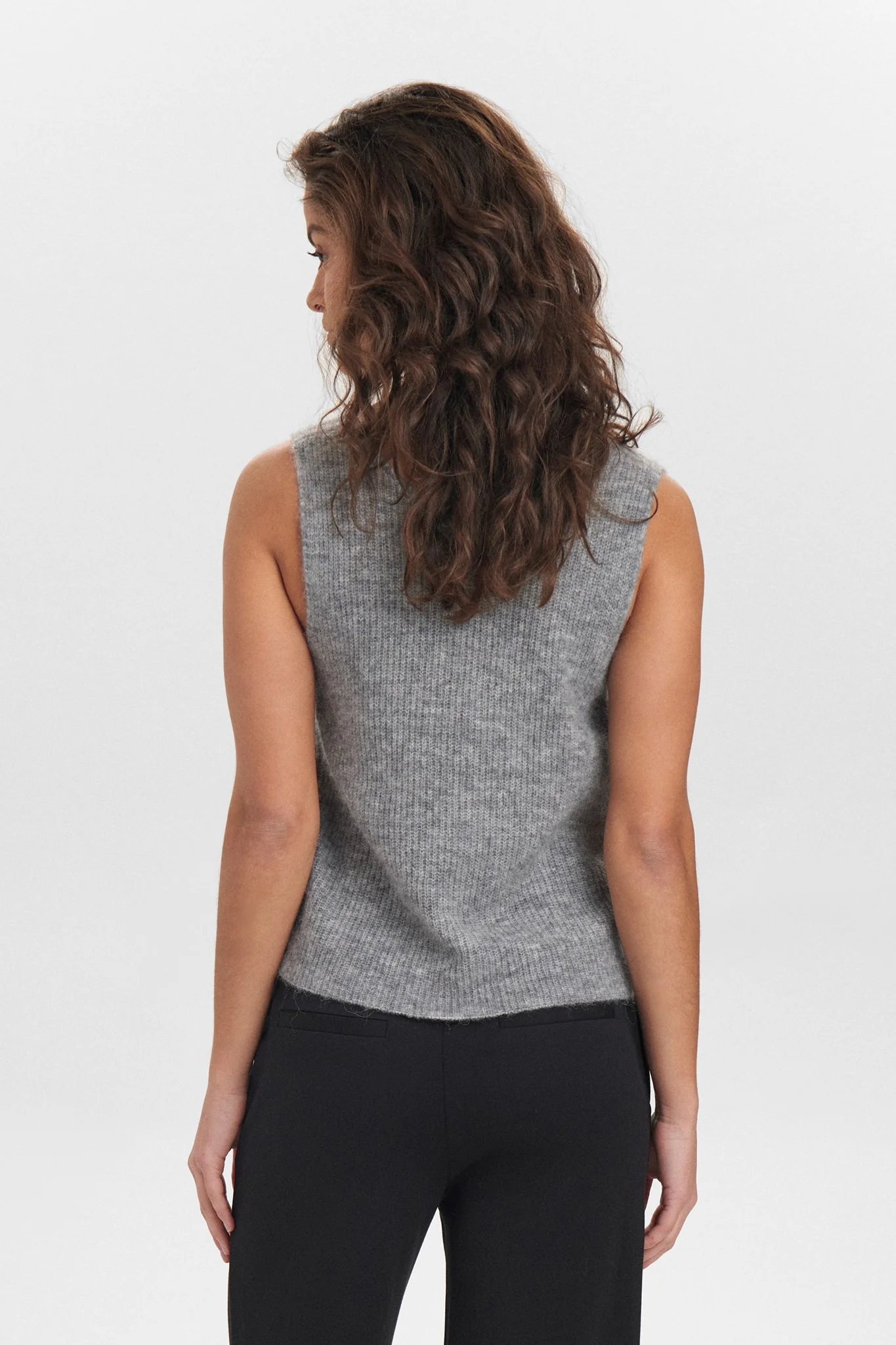 NURIETTE RIB VEST - Medium Grey mel - Image 2