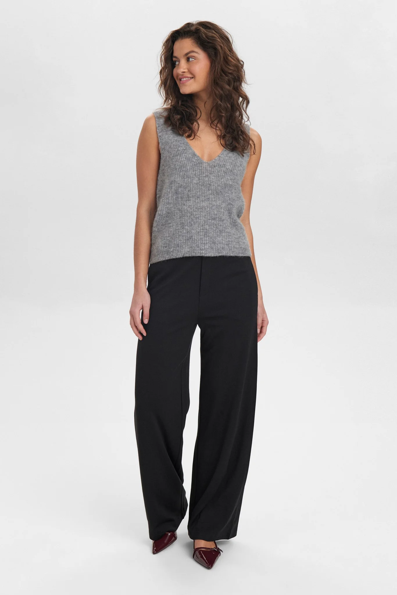 NURIETTE RIB VEST - Medium Grey mel - Image 3