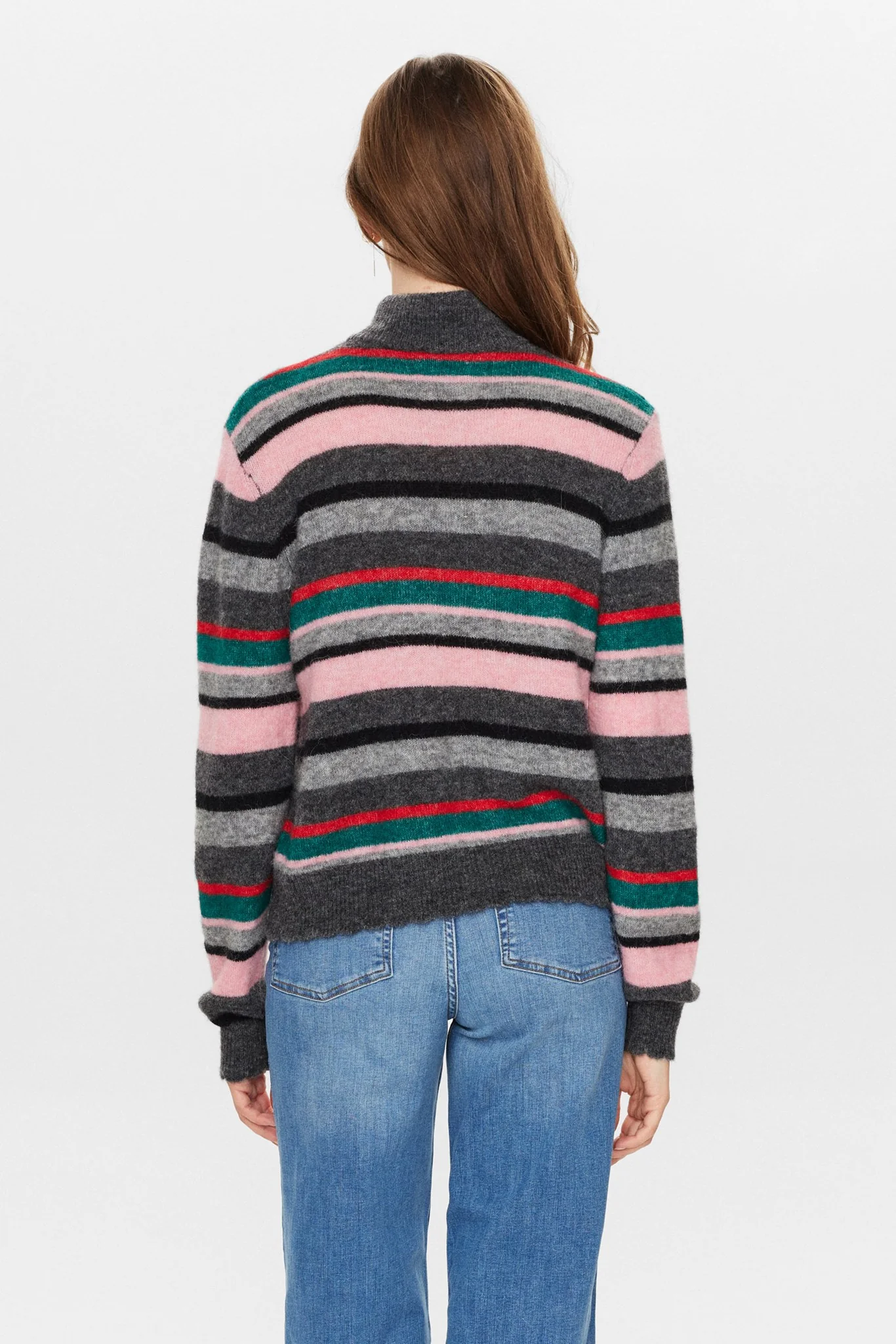 NURIETTE STRIPE HIGHNECK PULLOVER - Peony - Image 2
