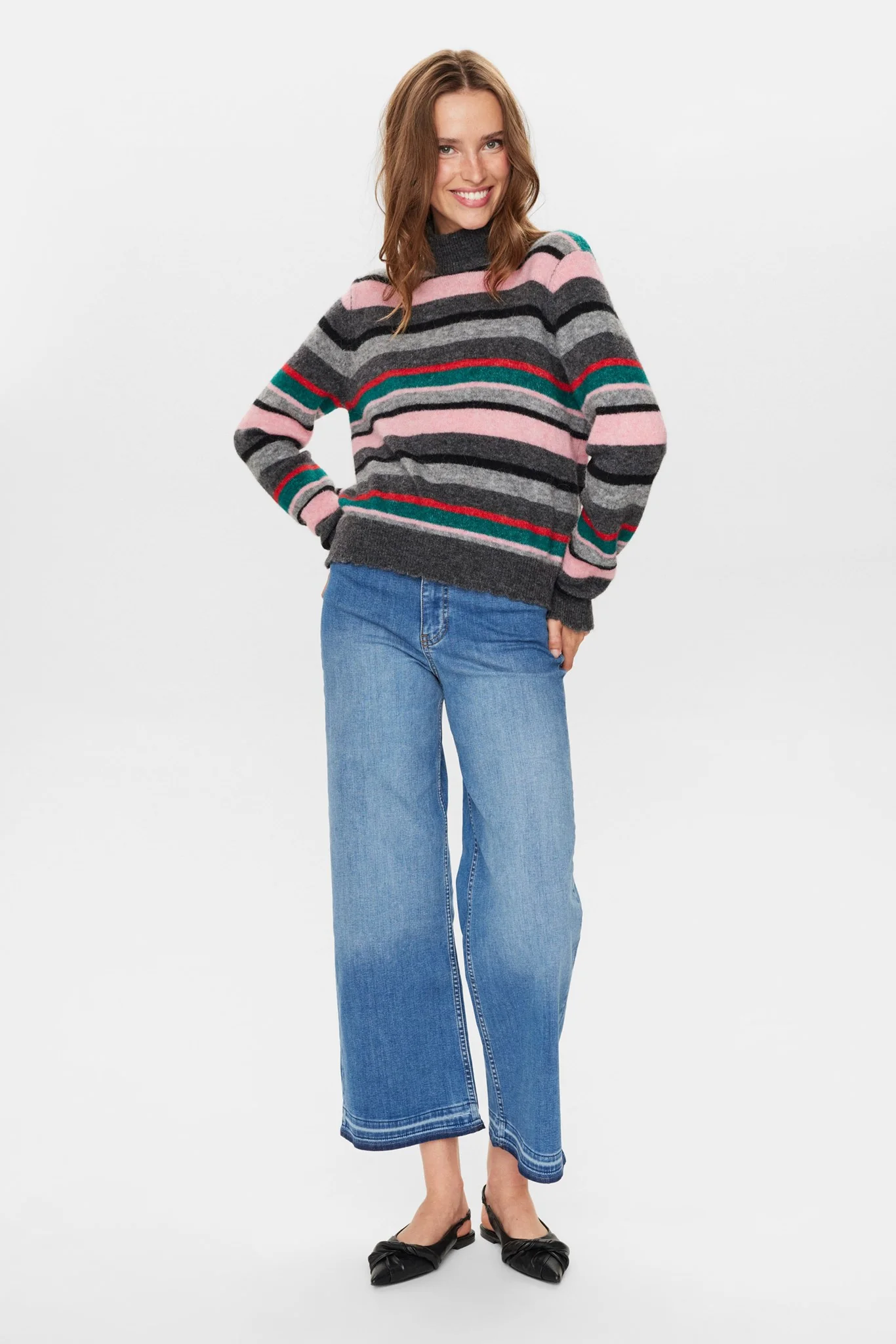 NURIETTE STRIPE HIGHNECK PULLOVER - Peony - Image 3
