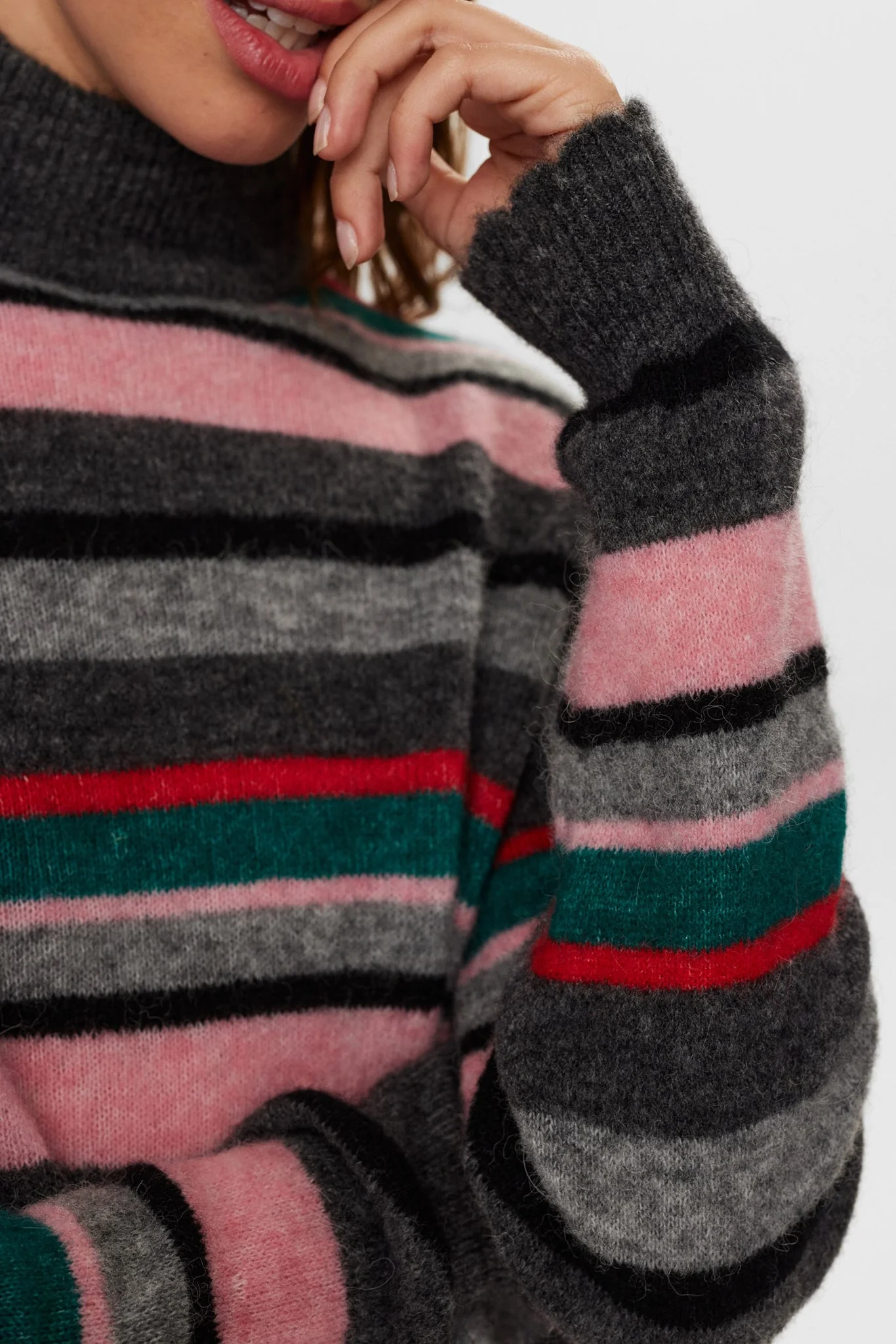 NURIETTE STRIPE HIGHNECK PULLOVER - Peony - Image 5