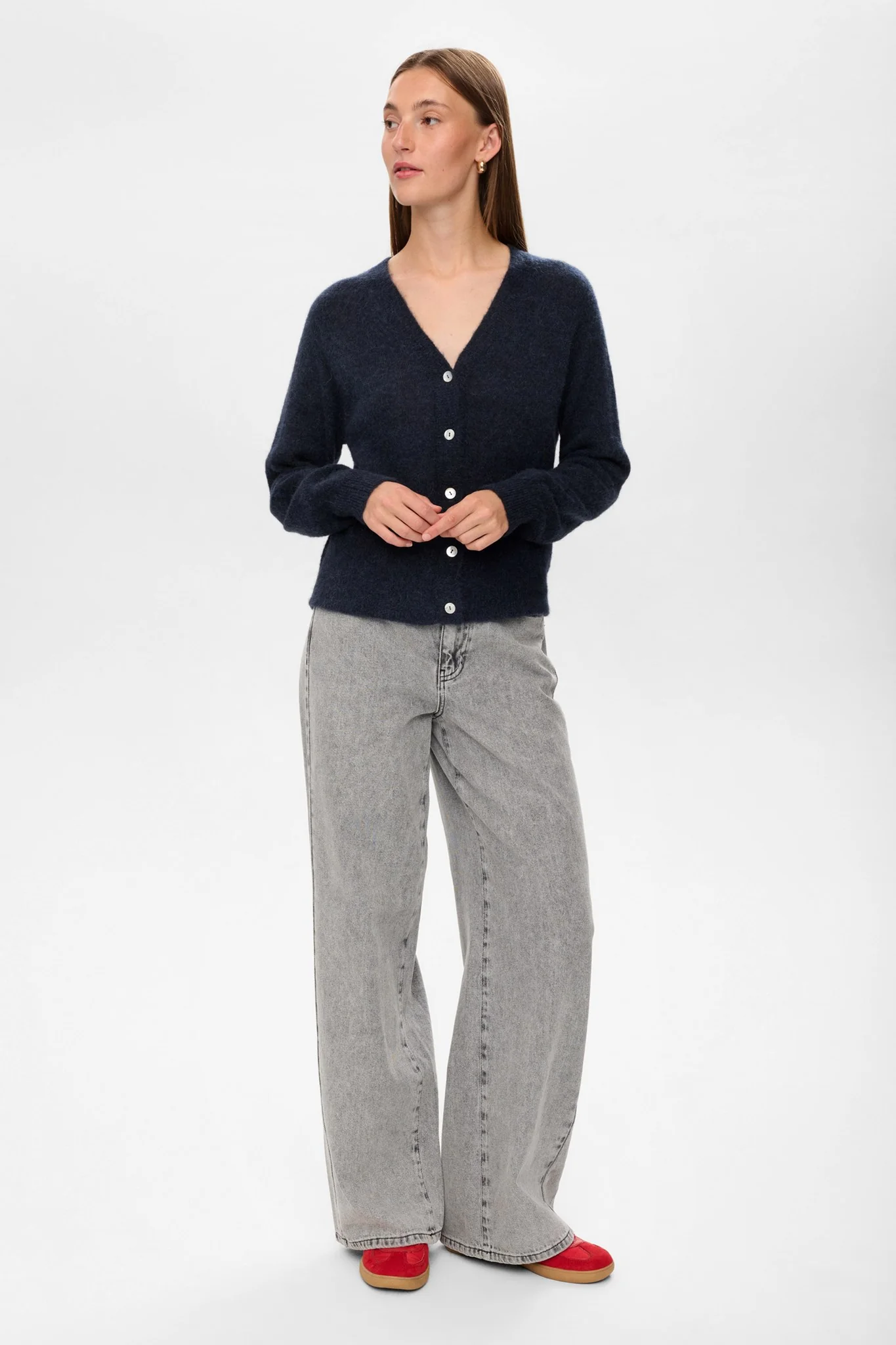 NURIETTE V-NECK CARDIGAN - Dark Sapphire - Image 3
