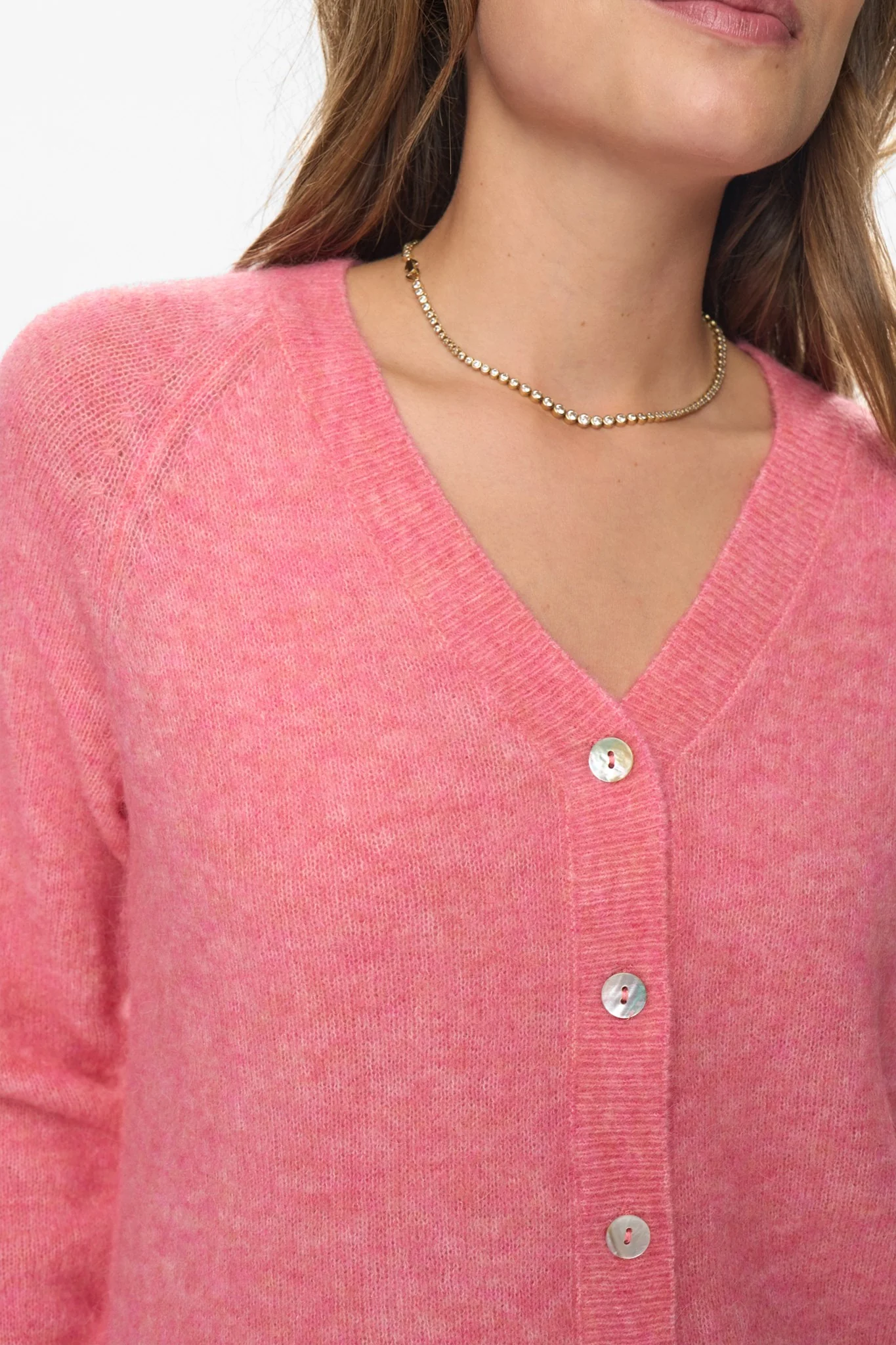NURIETTE V-NECK CARDIGAN - Pink Lemonade - Image 4