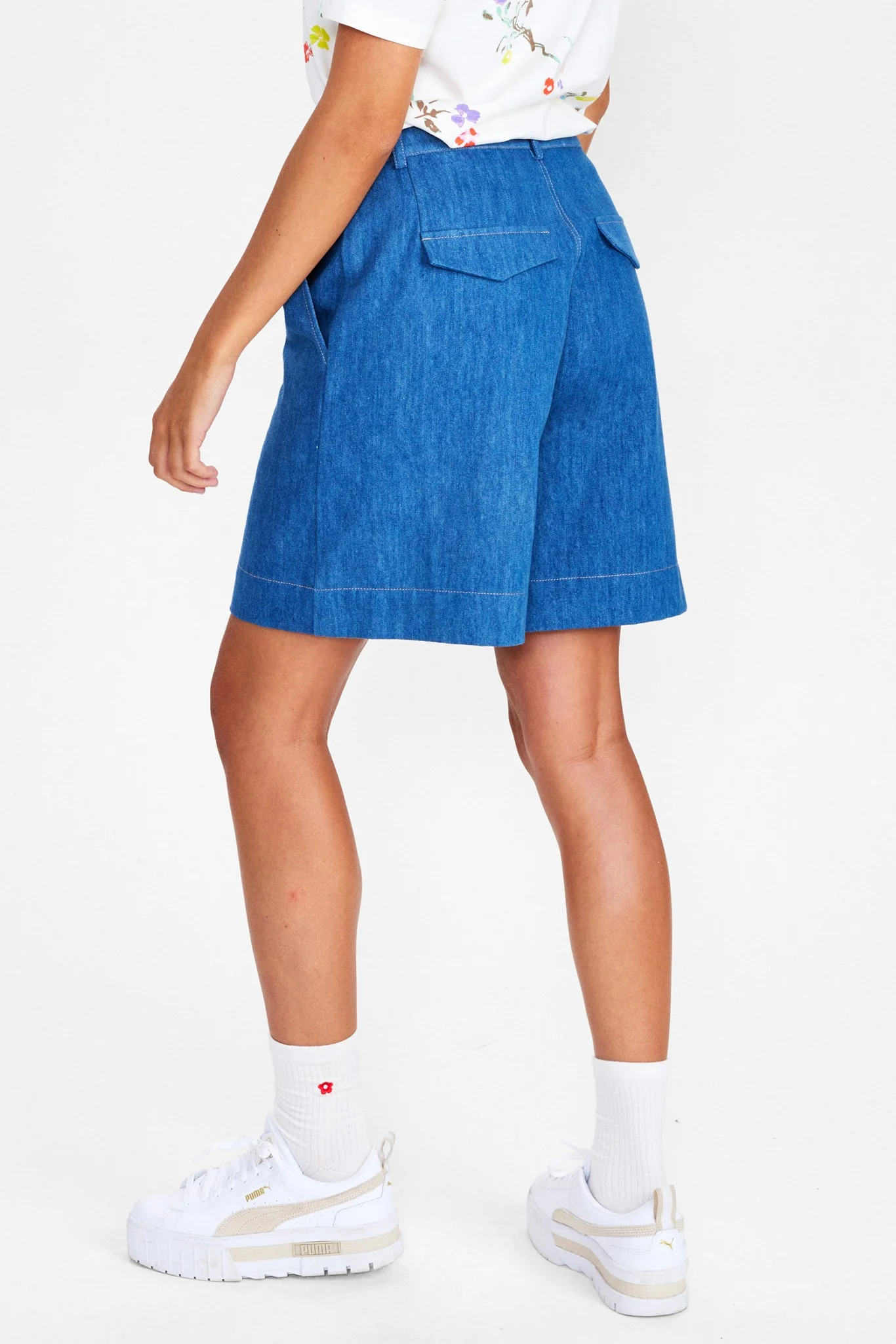 NURINA SHORTS - Medium Blue Denim - Image 2
